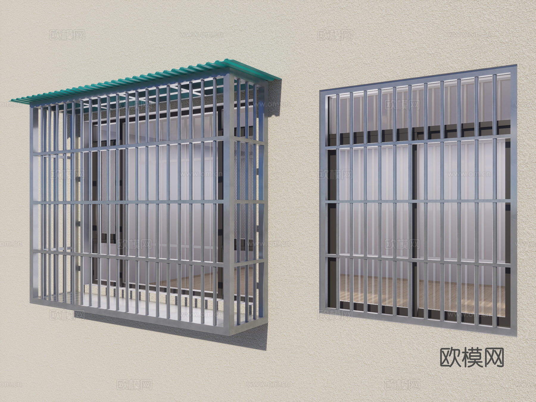 现代家居阳台防盗窗 不锈钢防盗窗 防盗围栏 防护窗 防盗网su模型