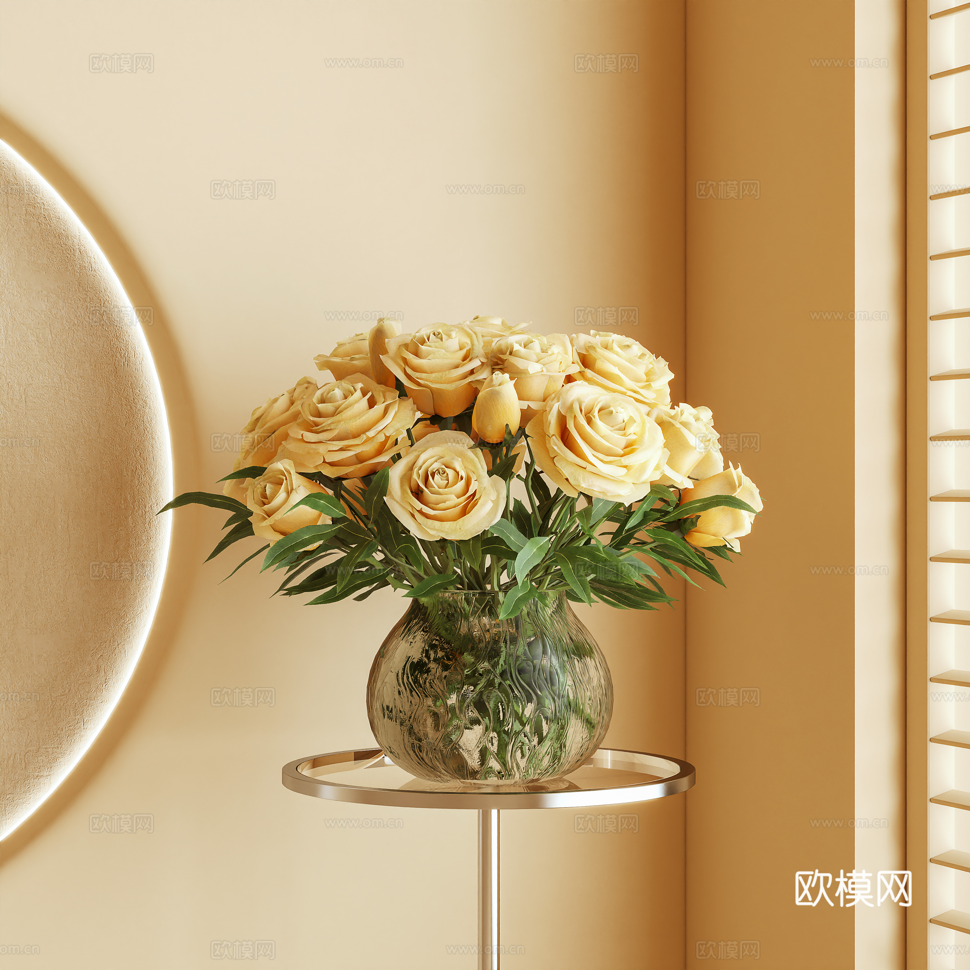 花卉 插花 摆件 玫瑰花3d模型下载