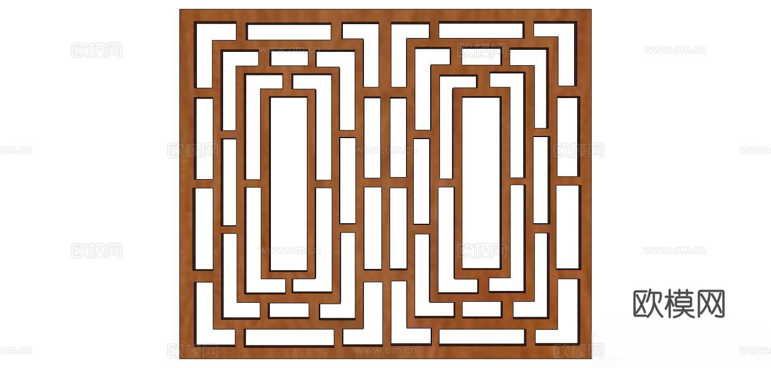 实木屏风 屏风 屏风隔断 隔断su模型
