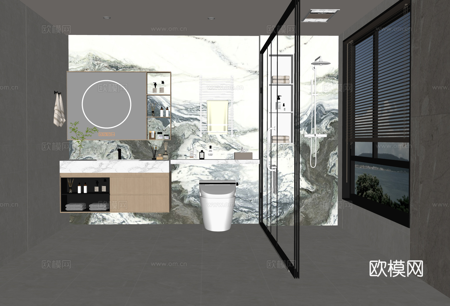 现代卫生间淋浴房组合su模型