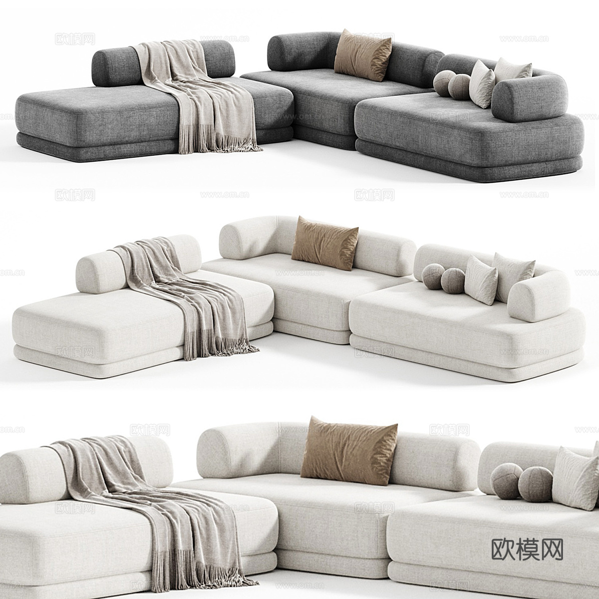 现代保险杠沙发3d模型下载（渲染图3）