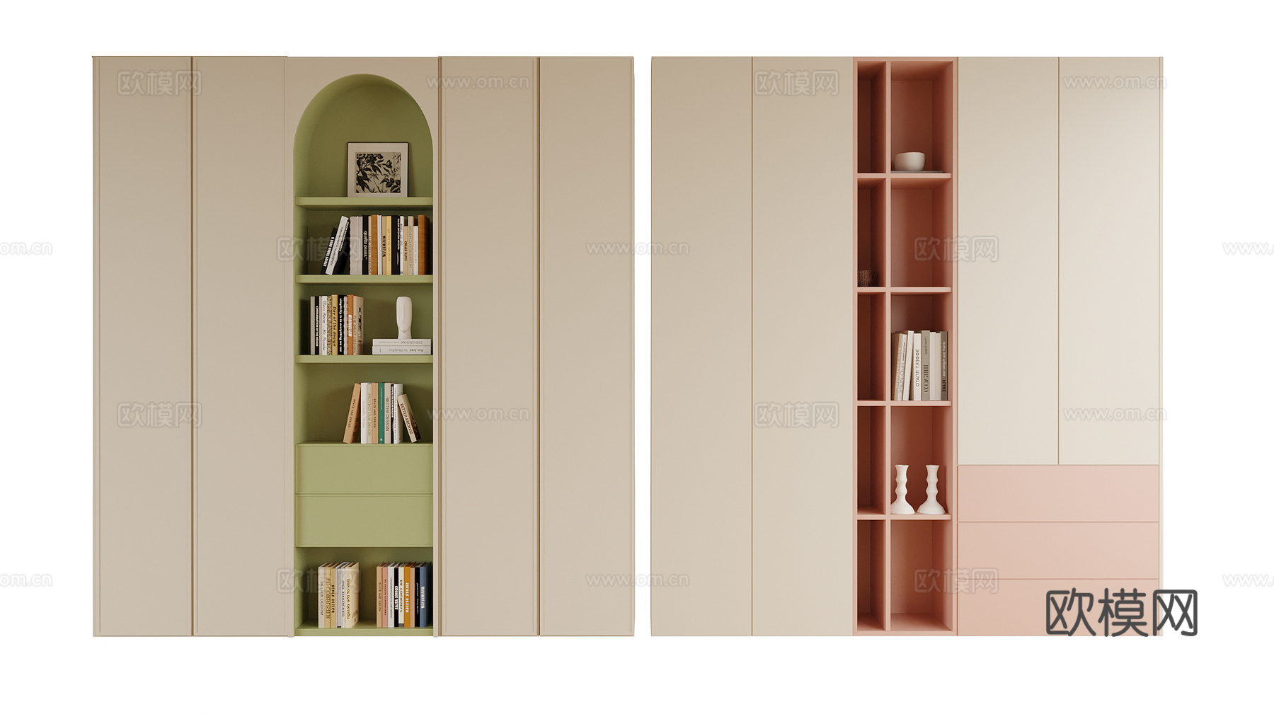 现代儿童衣柜 儿童书柜su模型