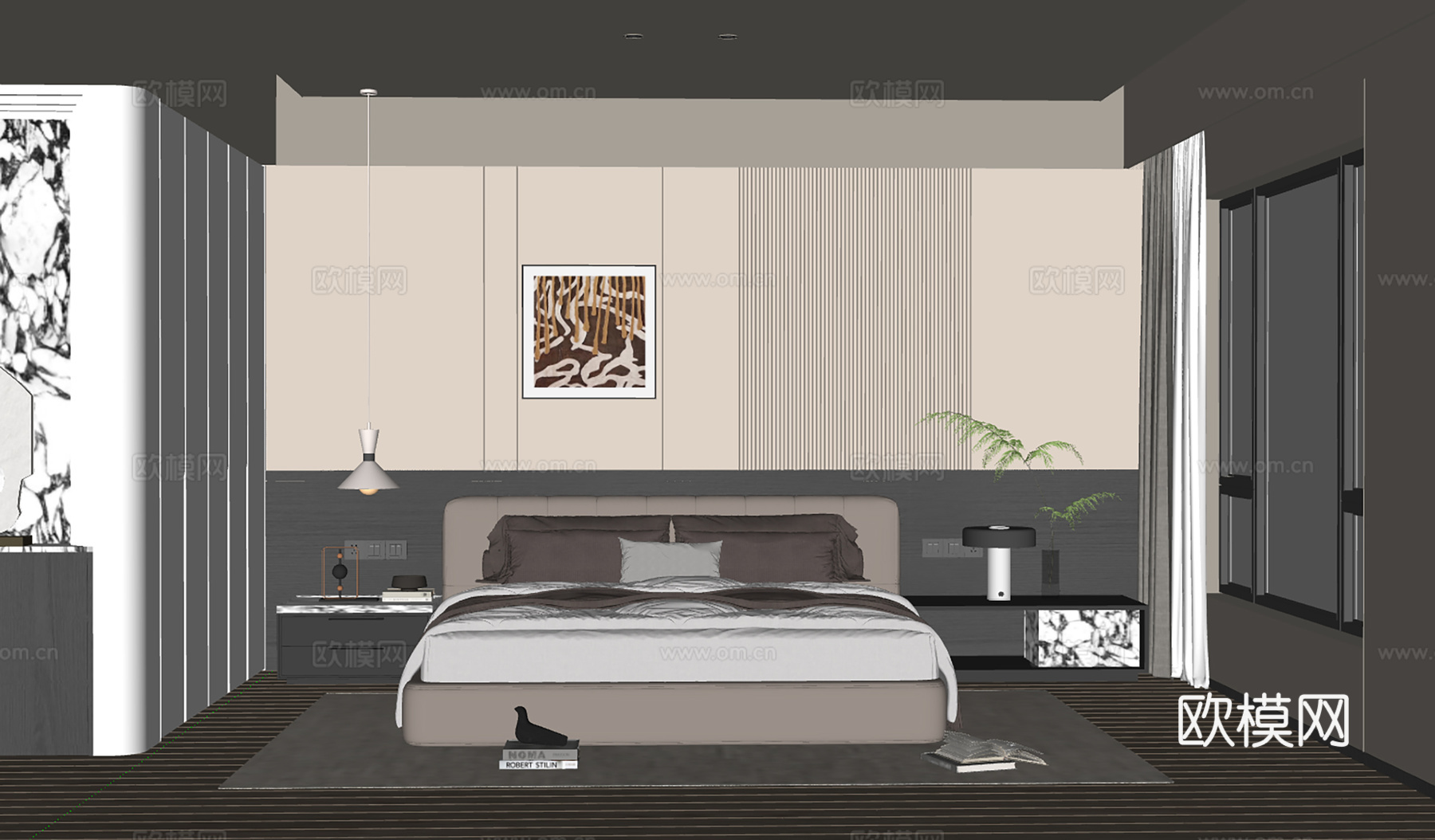 现代意式主卧su模型