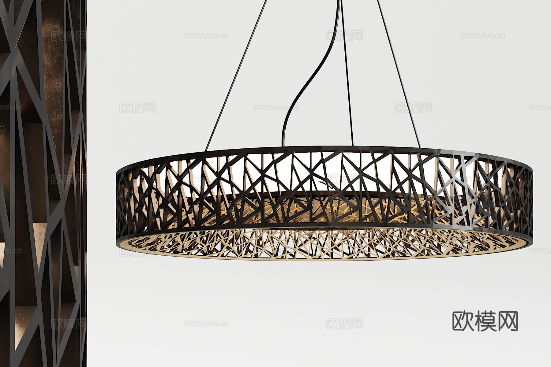 工业风 圆形吊灯3d模型下载