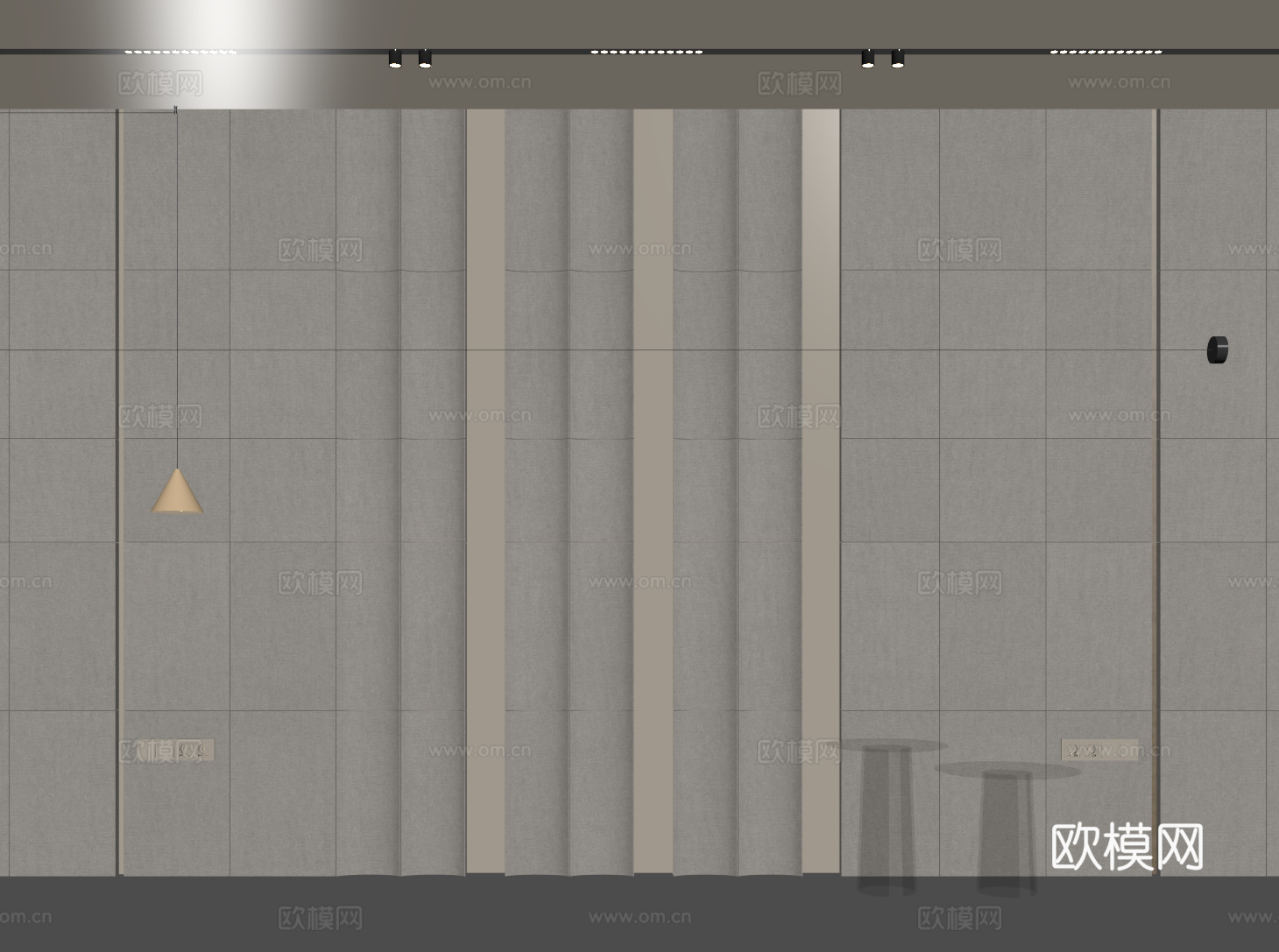 现代床头背景墙 卧室背景墙 护墙板su模型