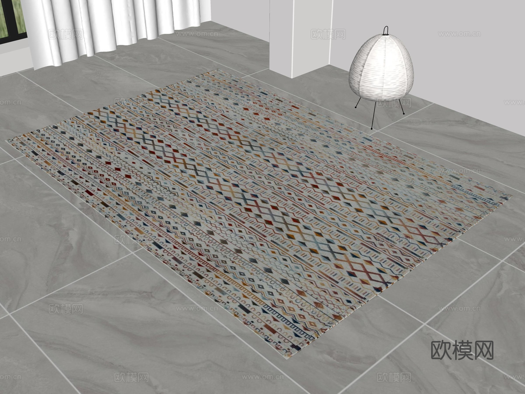 现代地毯 儿童地毯 多巴胺地毯 布艺地毯 几何地毯 客厅地毯su模型