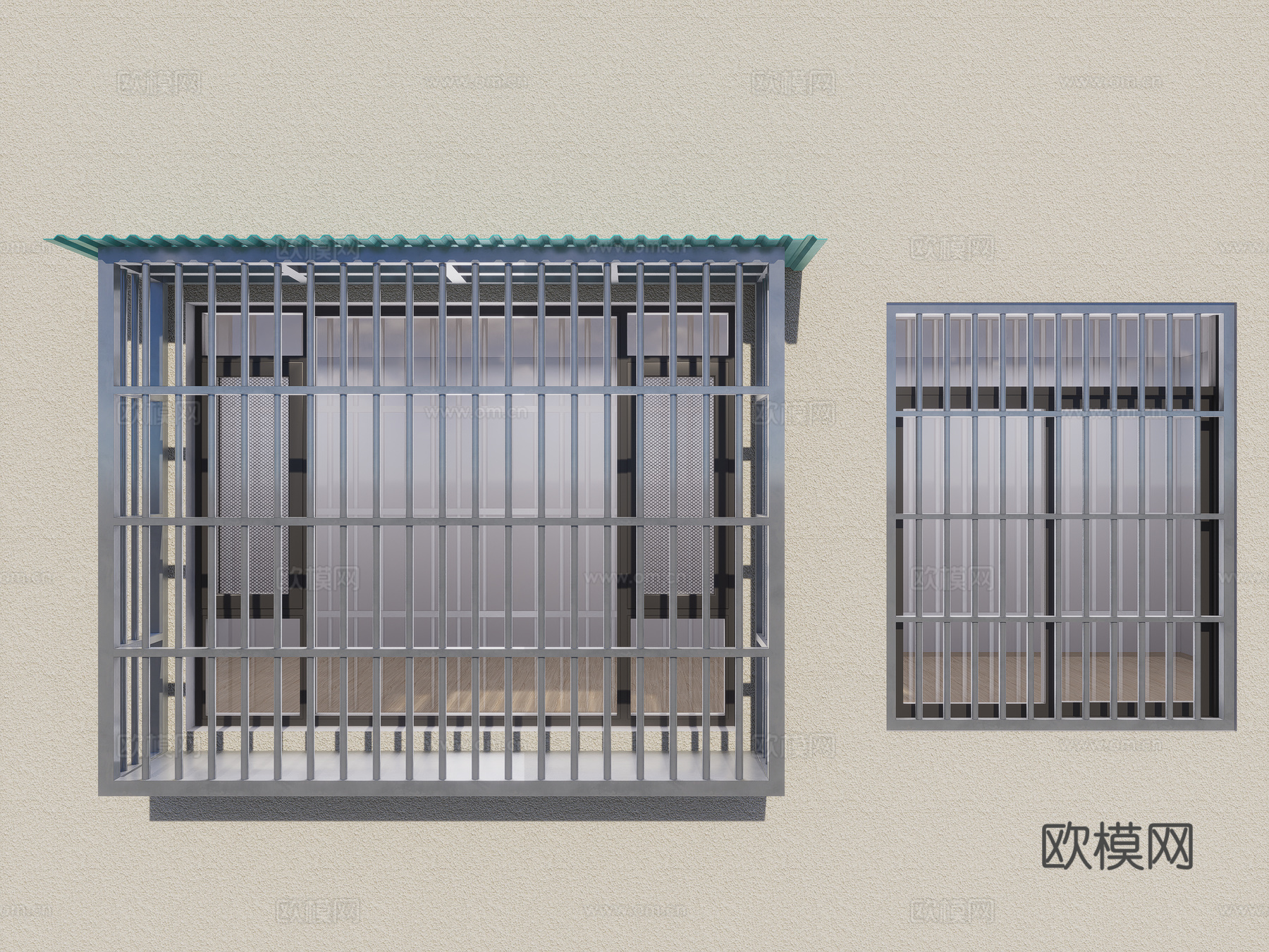 现代家居阳台防盗窗 不锈钢防盗窗 防盗围栏 防护窗 防盗网su模型