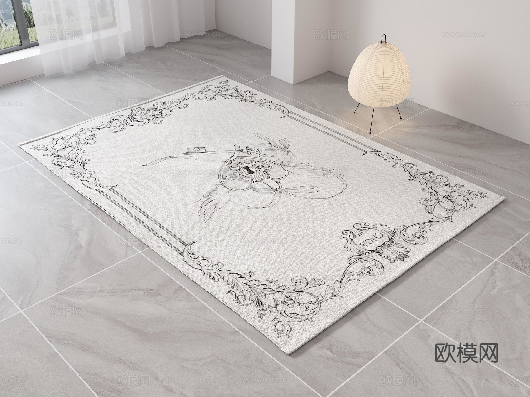 简欧地毯 复古地毯 中古风地毯 法式地毯 布艺地毯 客厅地毯3d模型