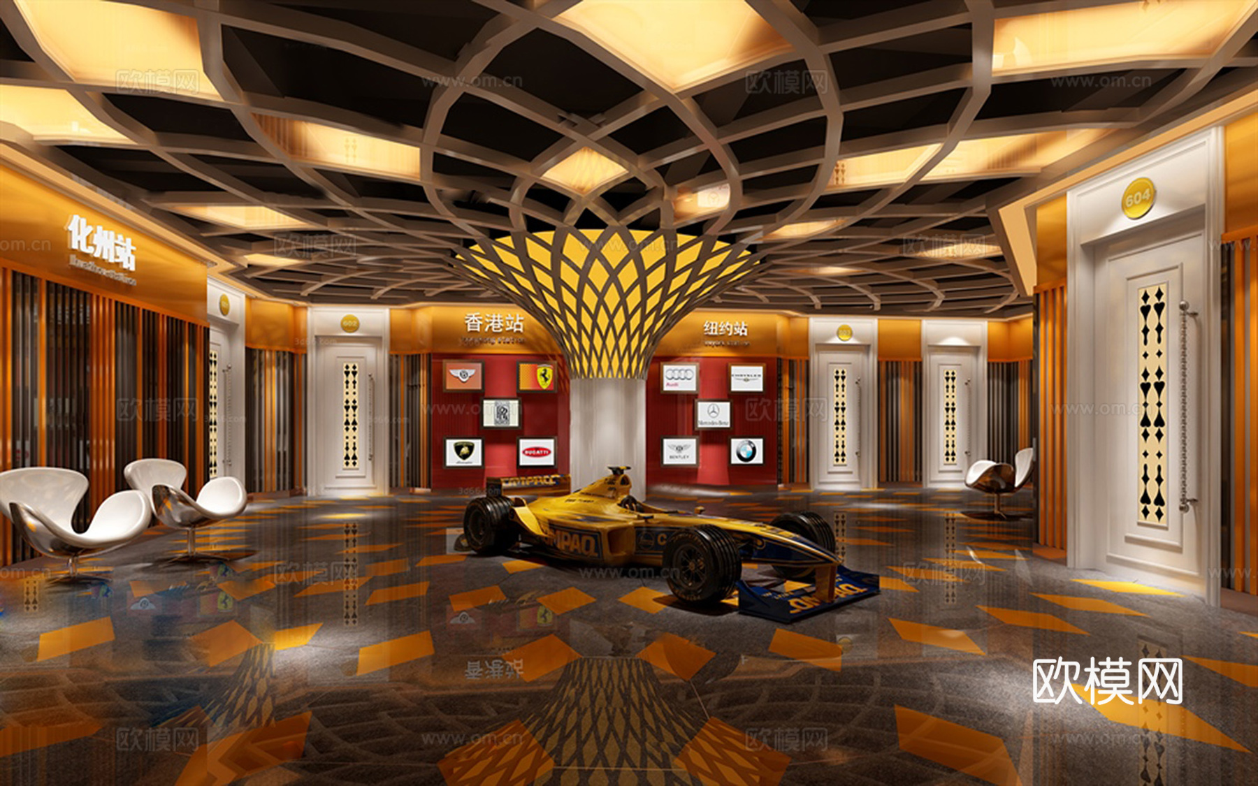 现代时尚公司大堂3d模型下载