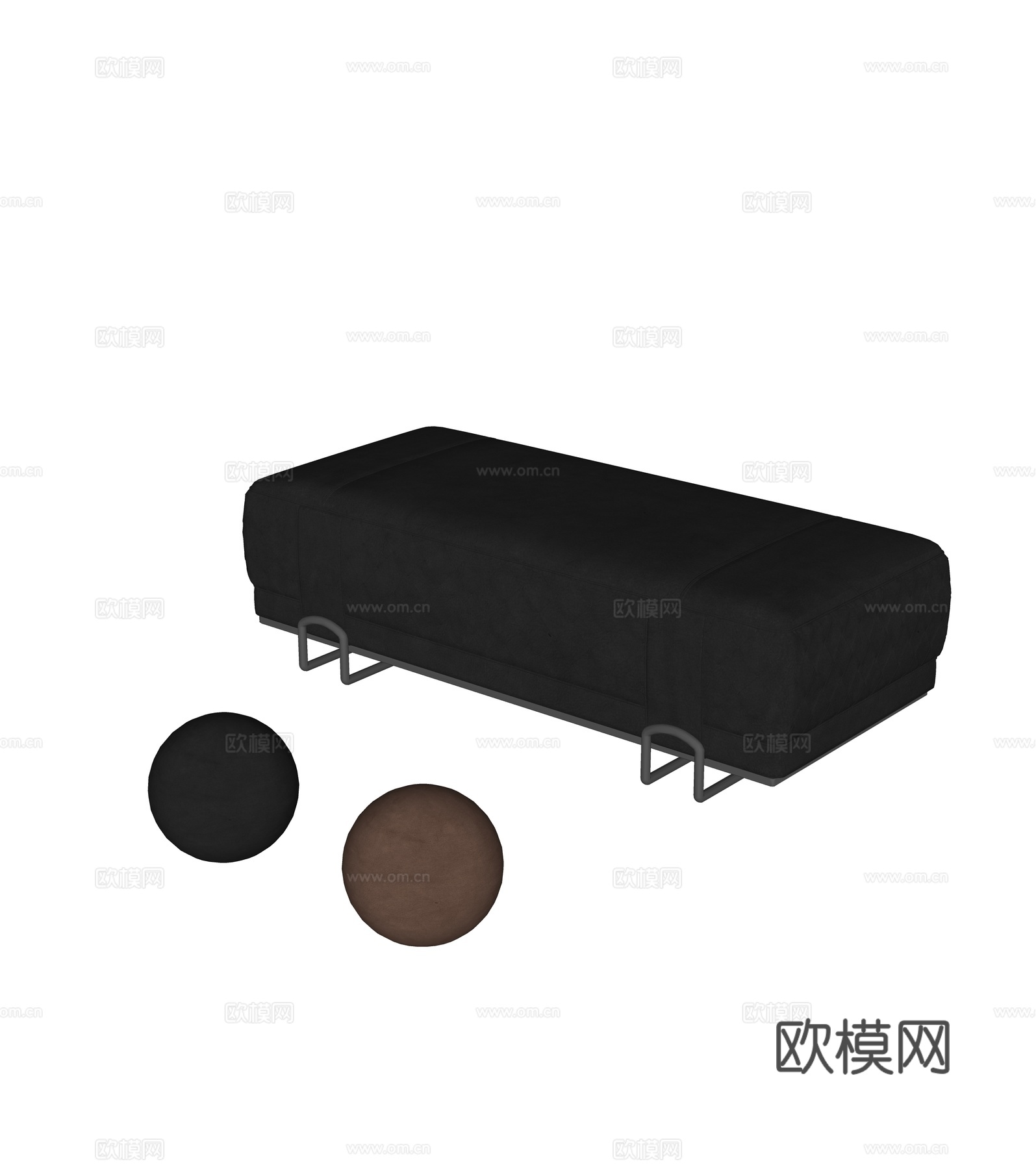 皮质沙发凳 矮凳 床尾凳su模型