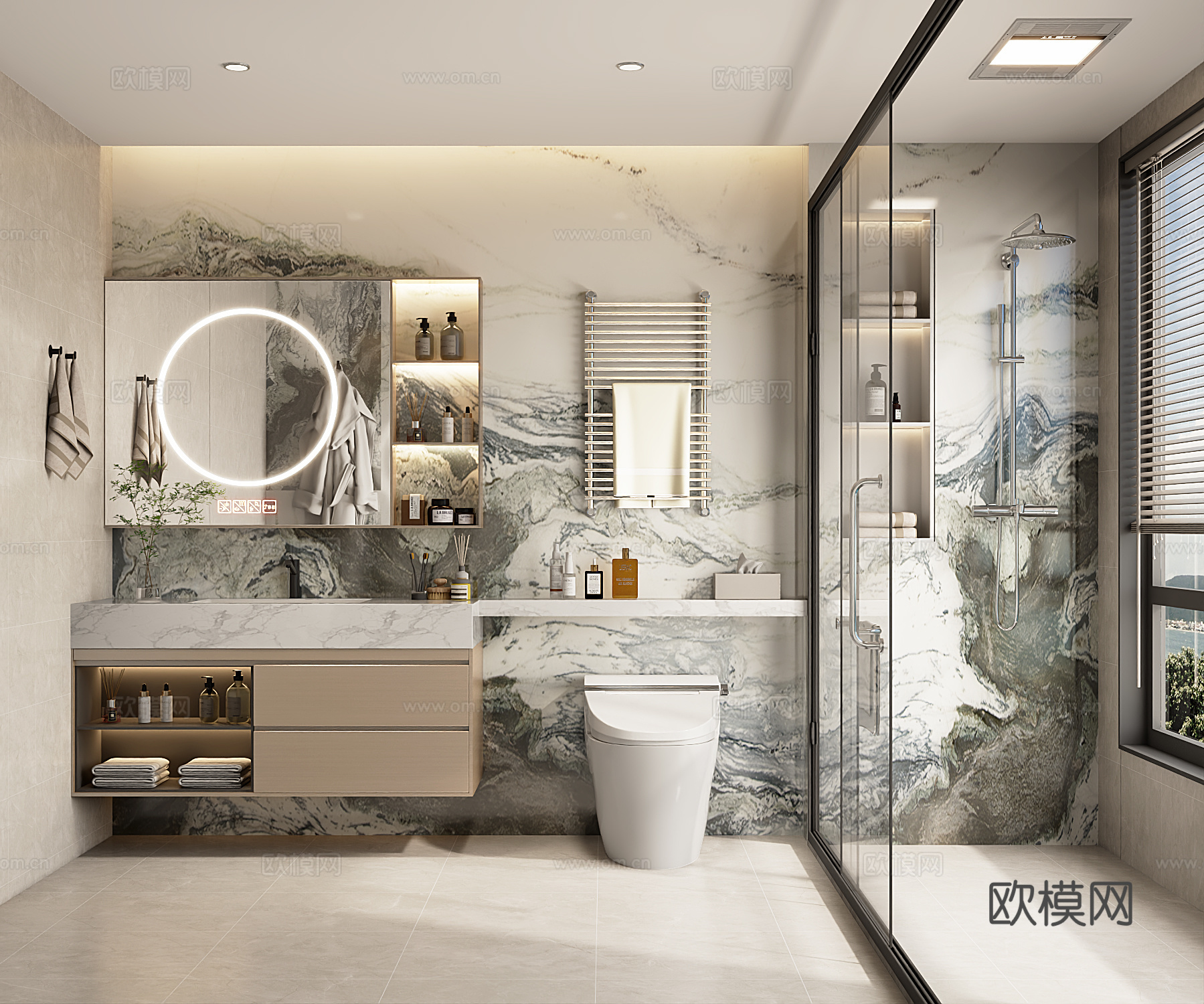 现代卫生间淋浴房组合su模型