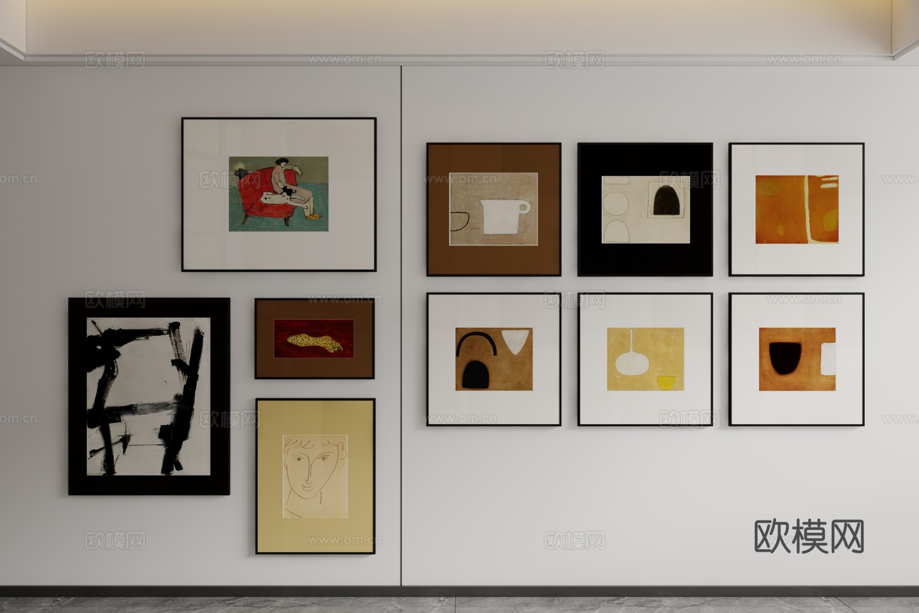 现代中古风挂画3d模型