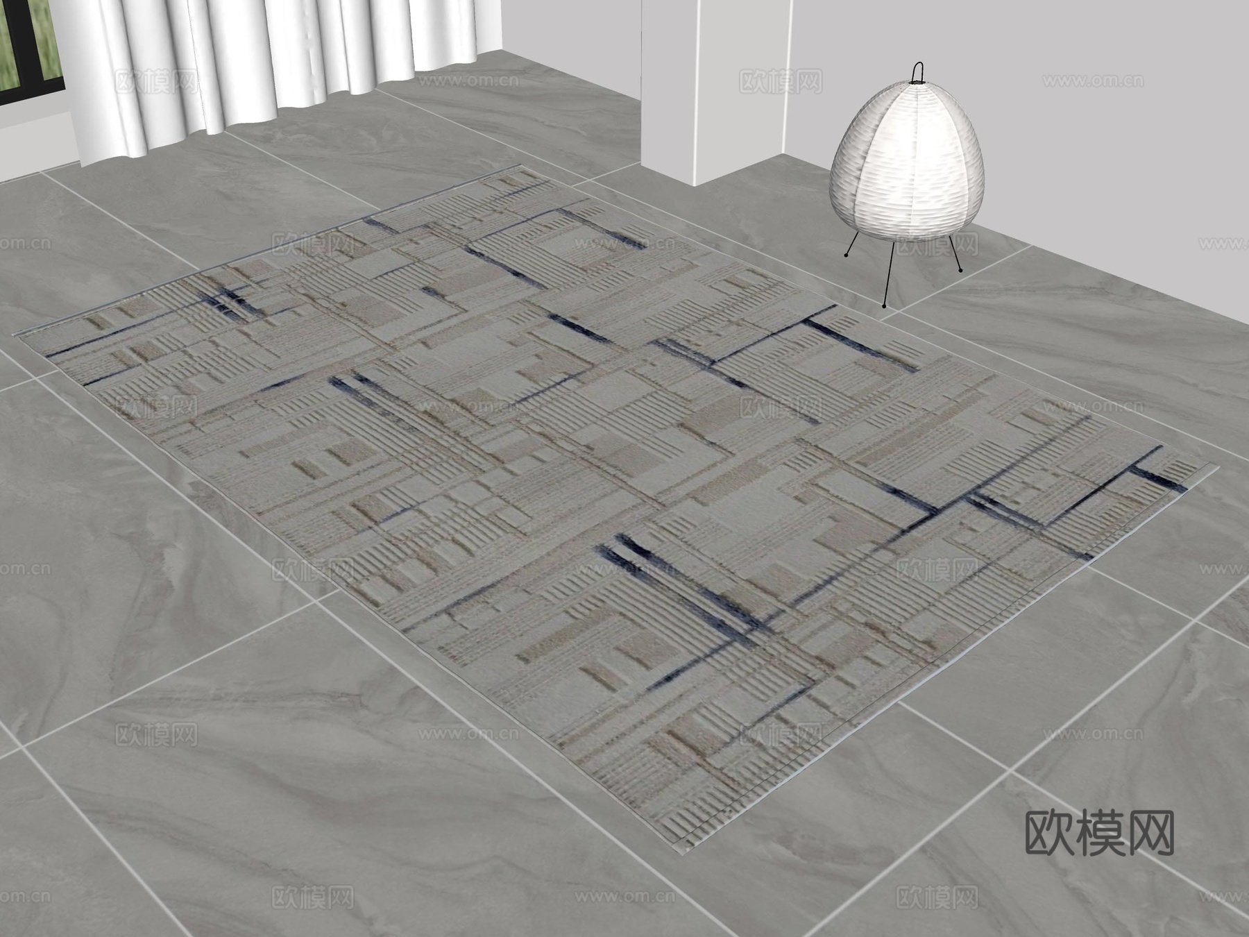 侘寂风地毯 现代地毯 布艺地毯 几何地毯 客厅地毯 奶油风地su模型