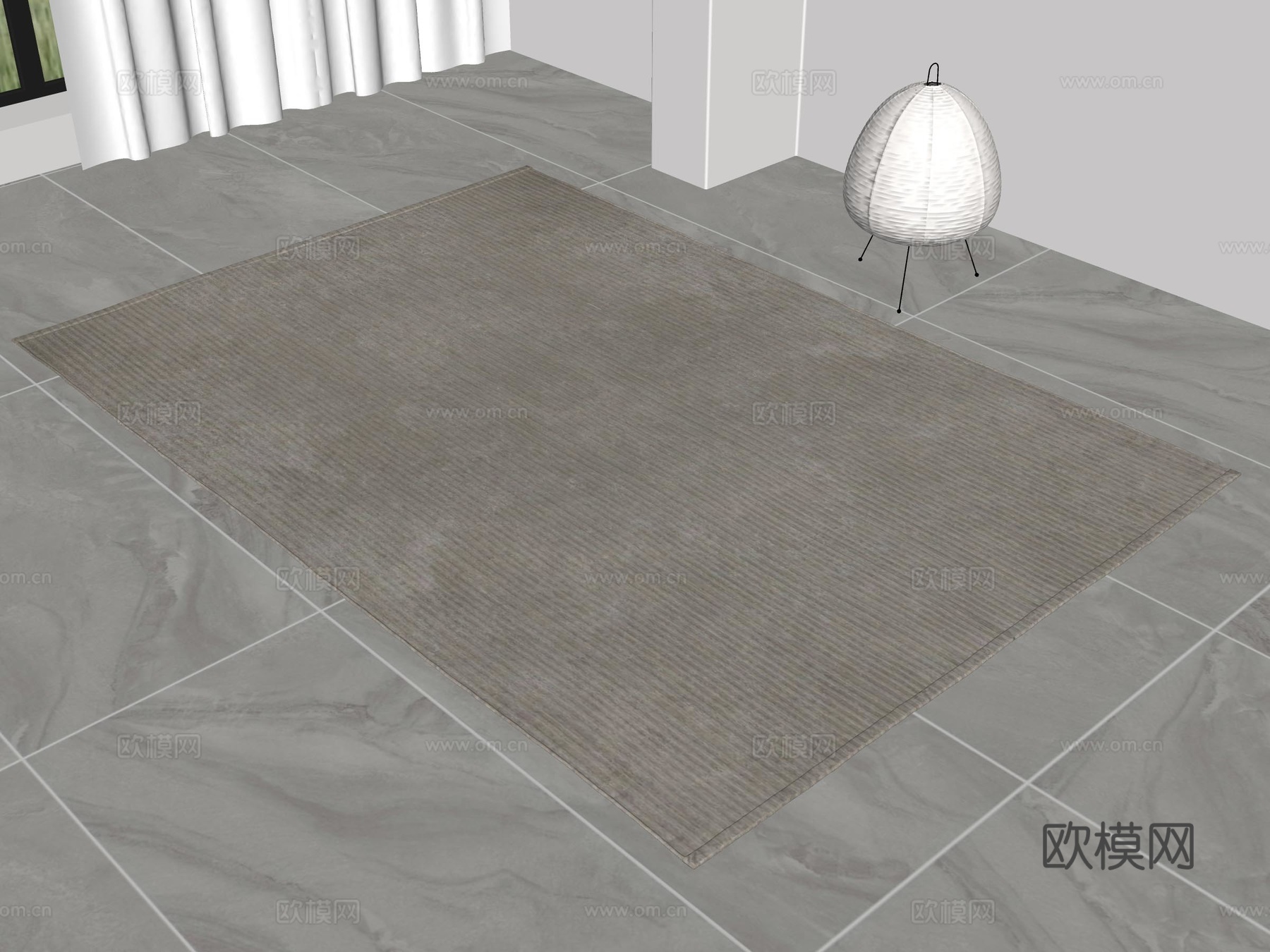 侘寂风地毯 现代地毯 布艺地毯 几何地毯 客厅地毯 奶油风地su模型