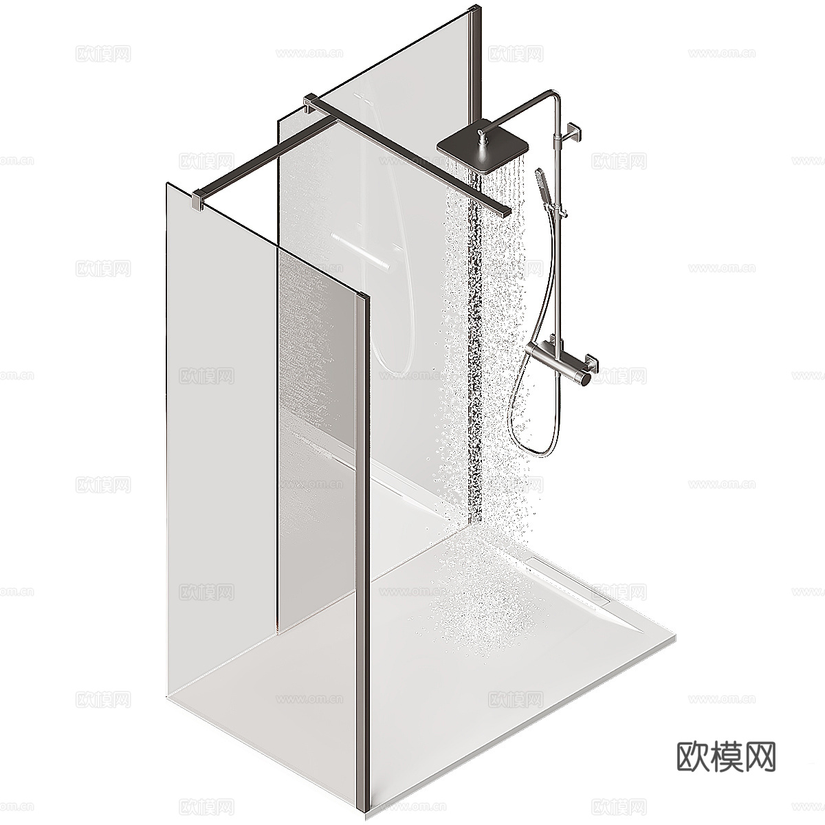 现代极简 Pyros 玻璃淋浴房3d模型下载（渲染图2）