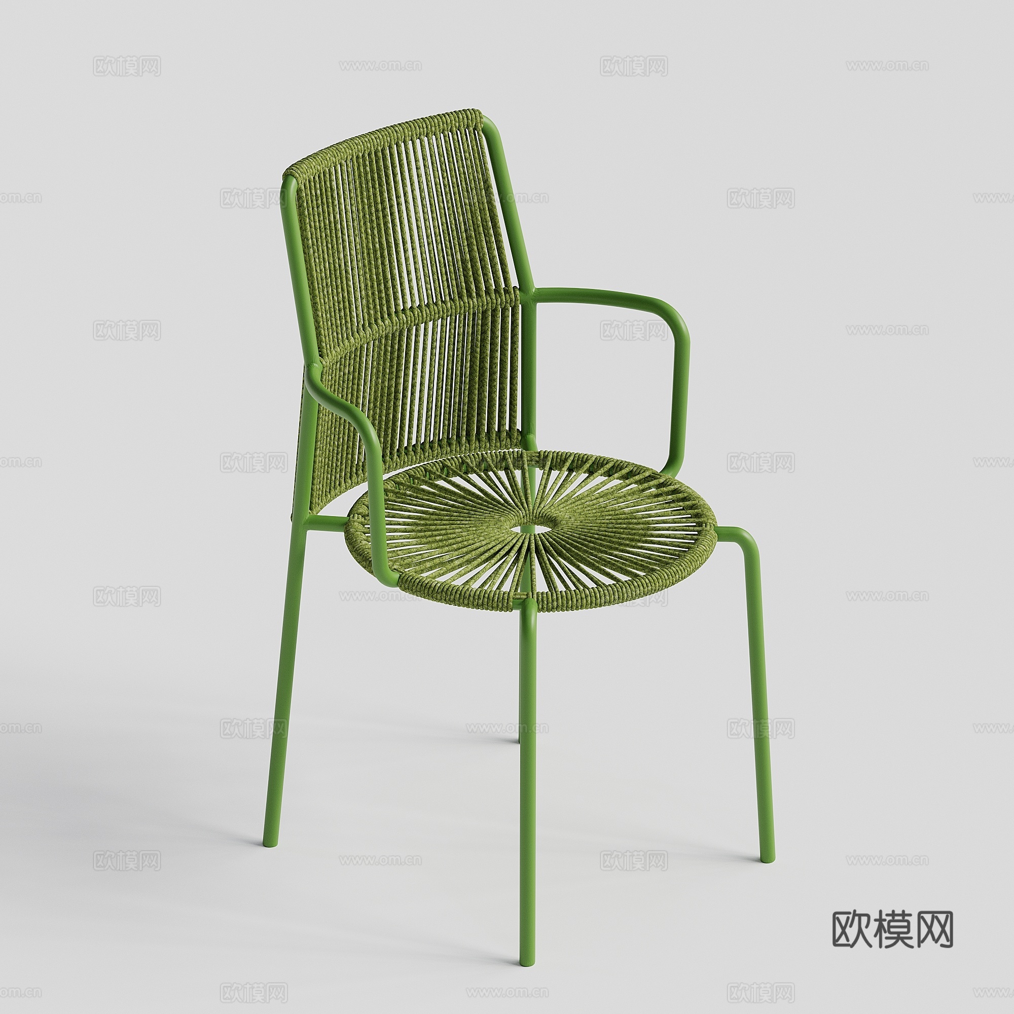 LIVINTWIST 现代户外椅 单人椅 金属绳编餐椅su模型