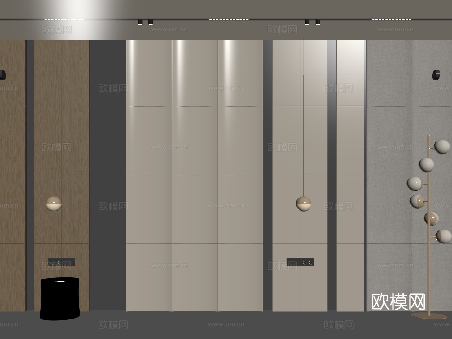 现代床头背景墙 卧室背景墙 护墙板su模型