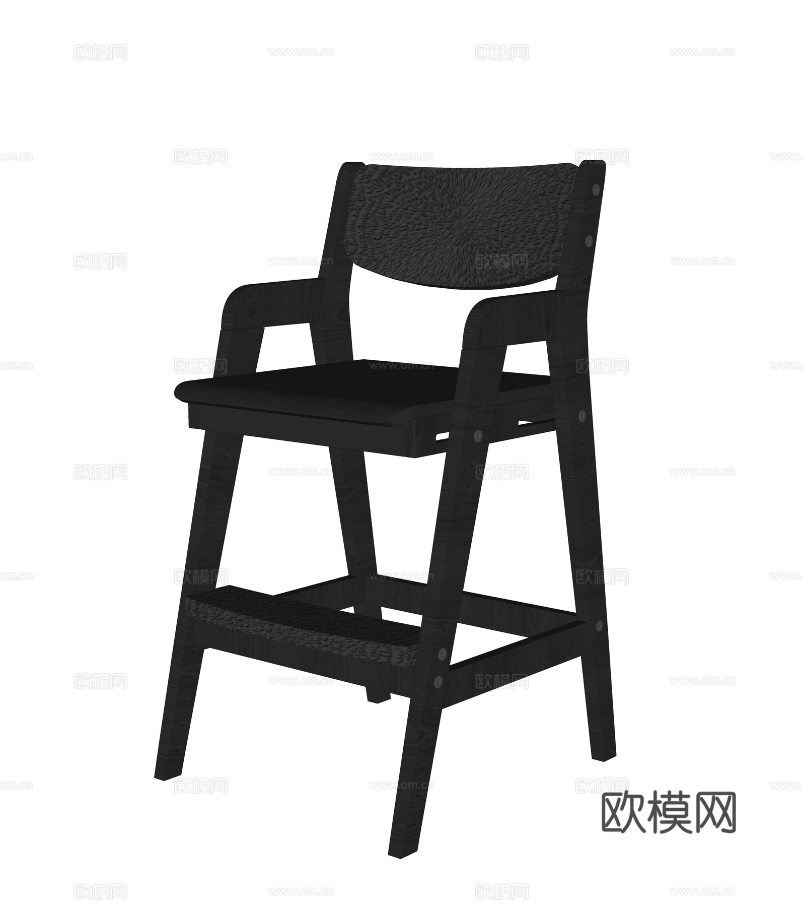 木质吧台椅su模型