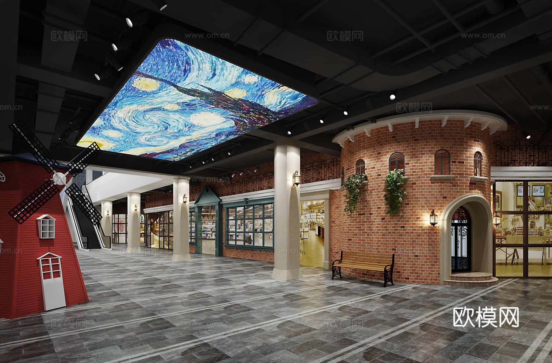 现代美式个性商场3d模型下载