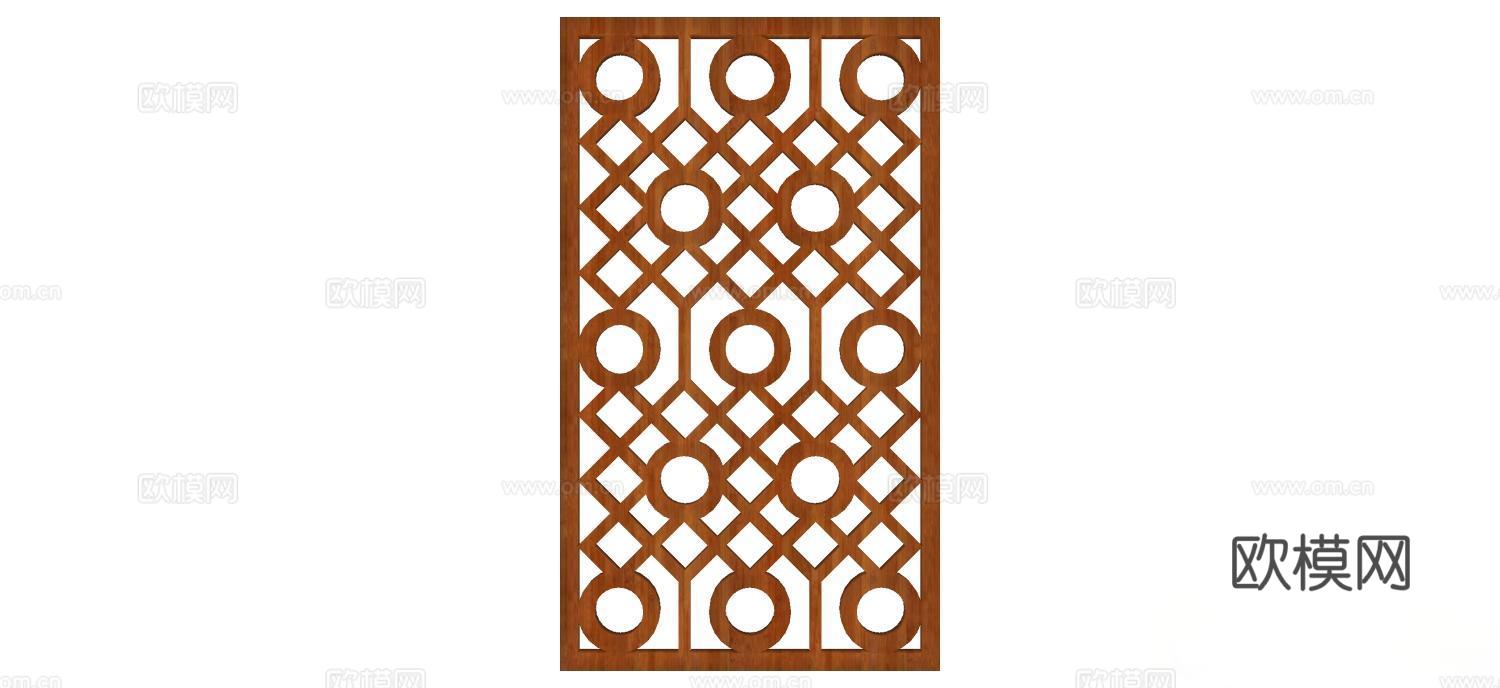实木屏风 屏风 屏风隔断 隔断su模型