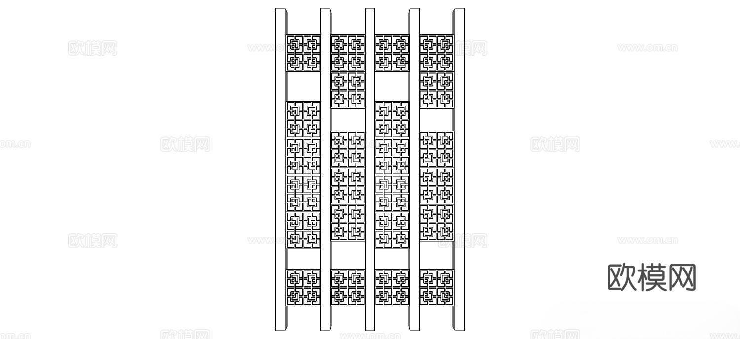实木屏风 屏风 屏风隔断 隔断su模型