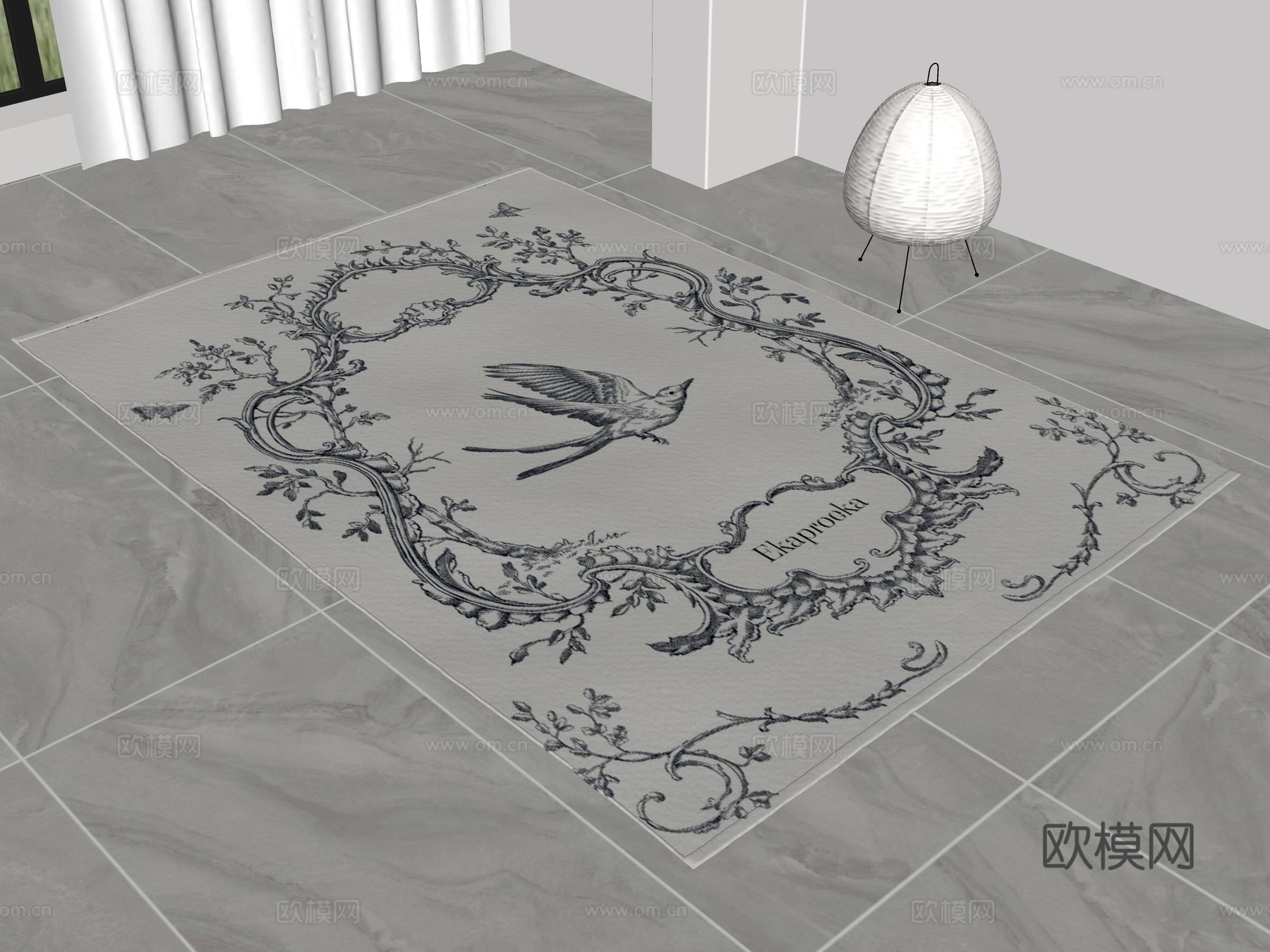 简欧地毯 复古地毯 中古风地毯 法式地毯 布艺地毯 客厅地毯su模型