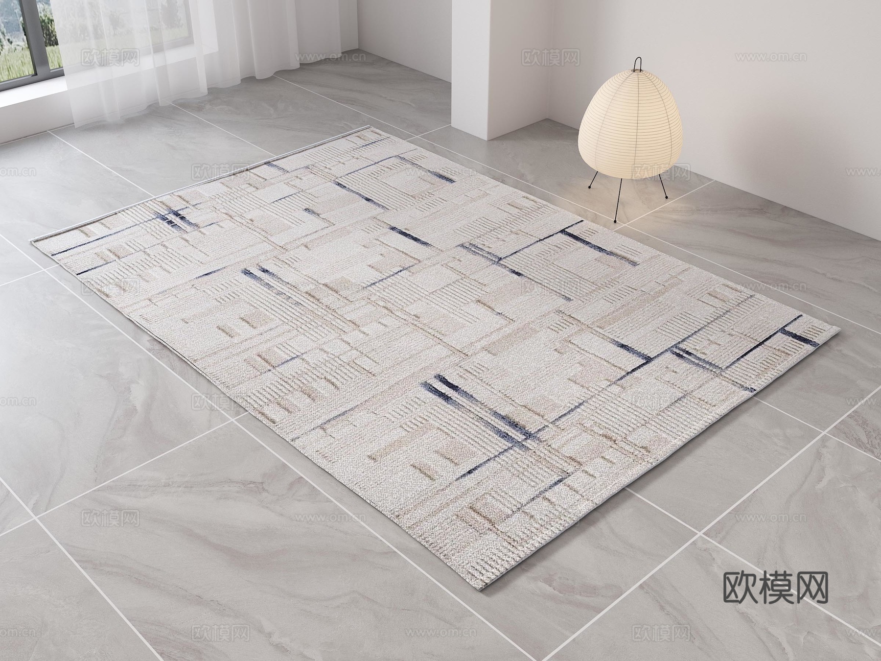 侘寂风地毯 现代地毯 布艺地毯 几何地毯 客厅地毯 奶油风地su模型