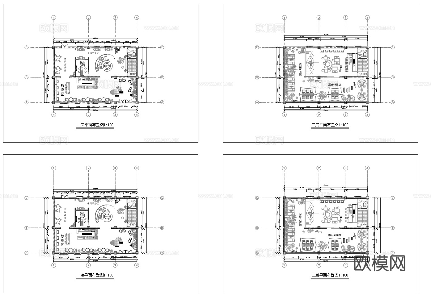 最新9套 咖啡店 施工图合集cad施工图