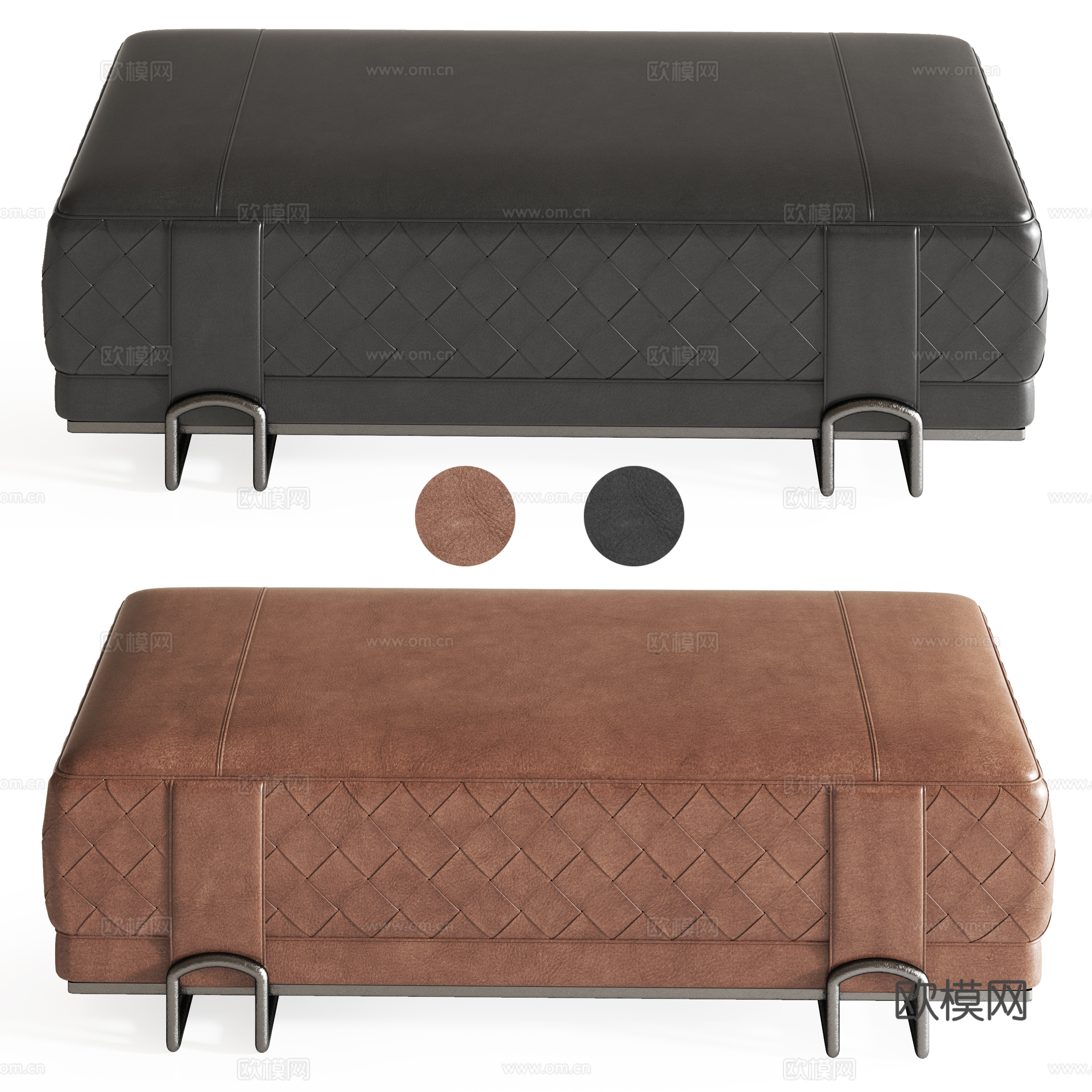 皮质沙发凳 矮凳 床尾凳su模型