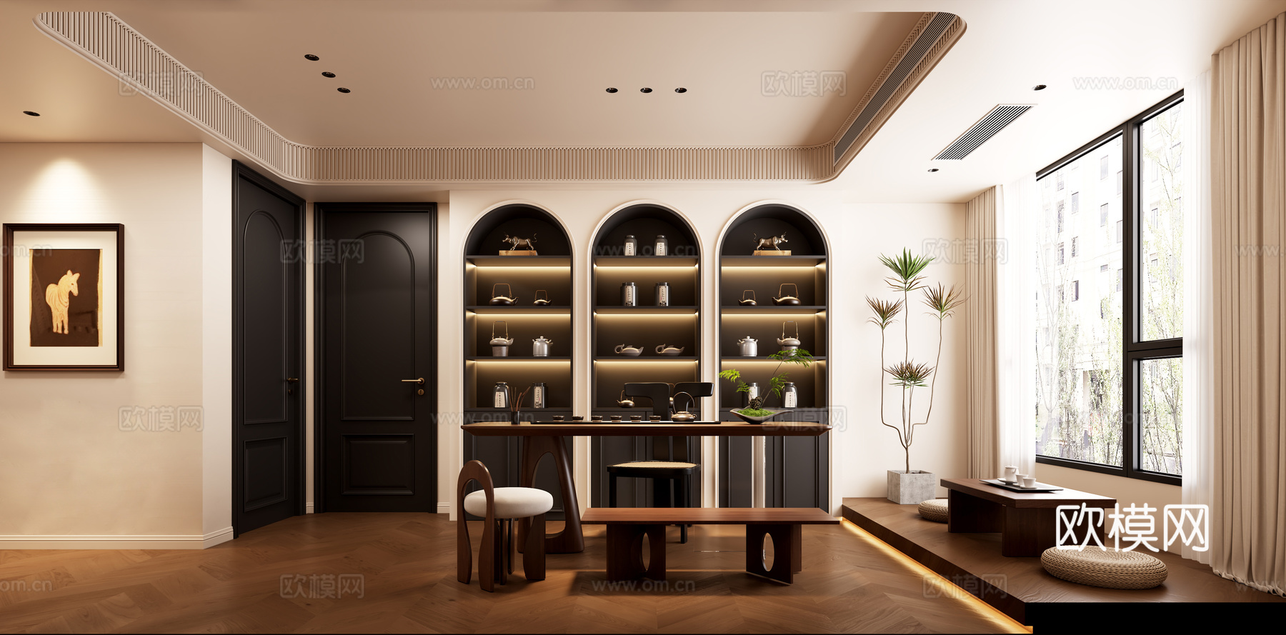 法式书房3d模型下载