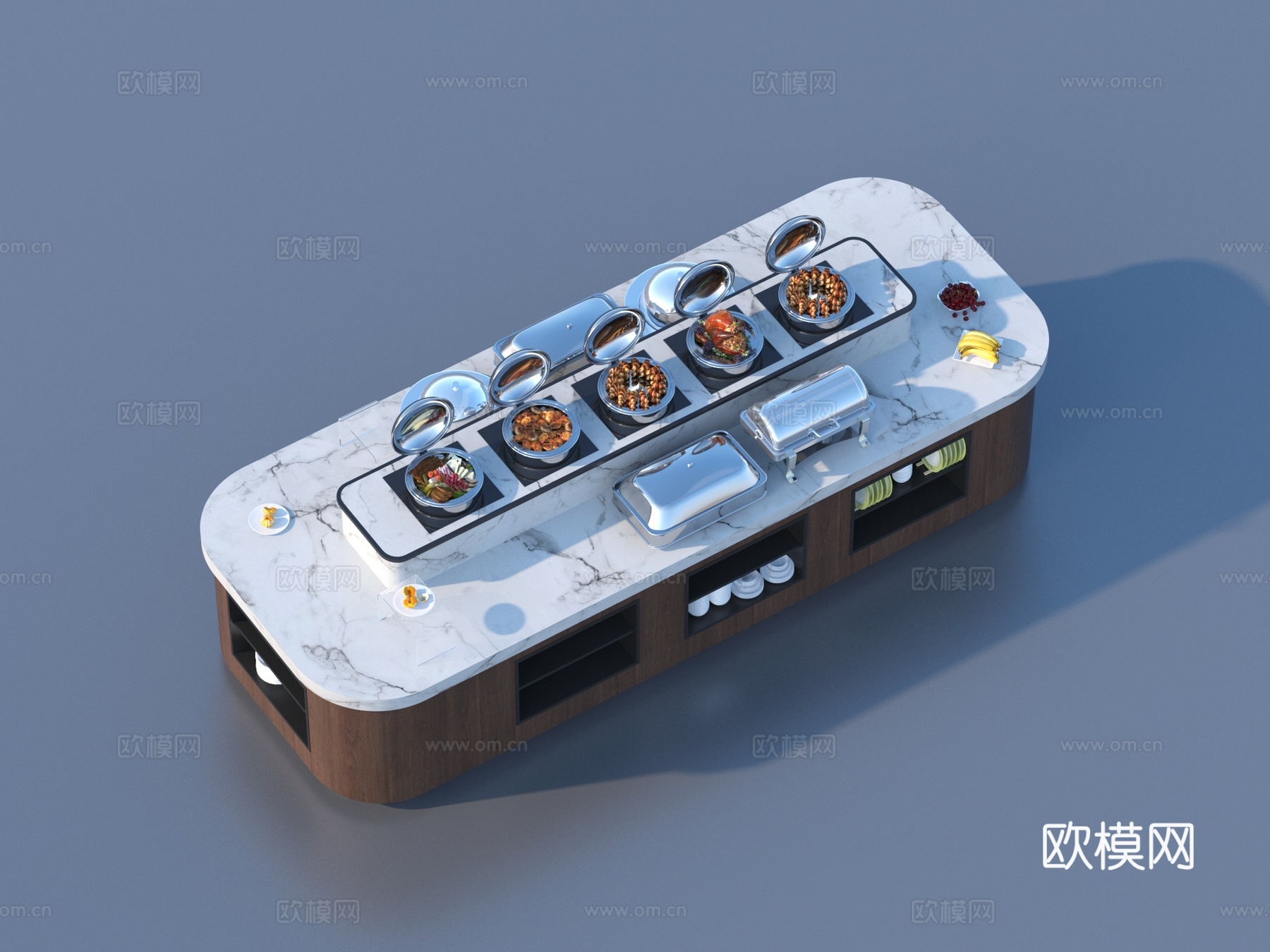 自助餐台3d模型下载