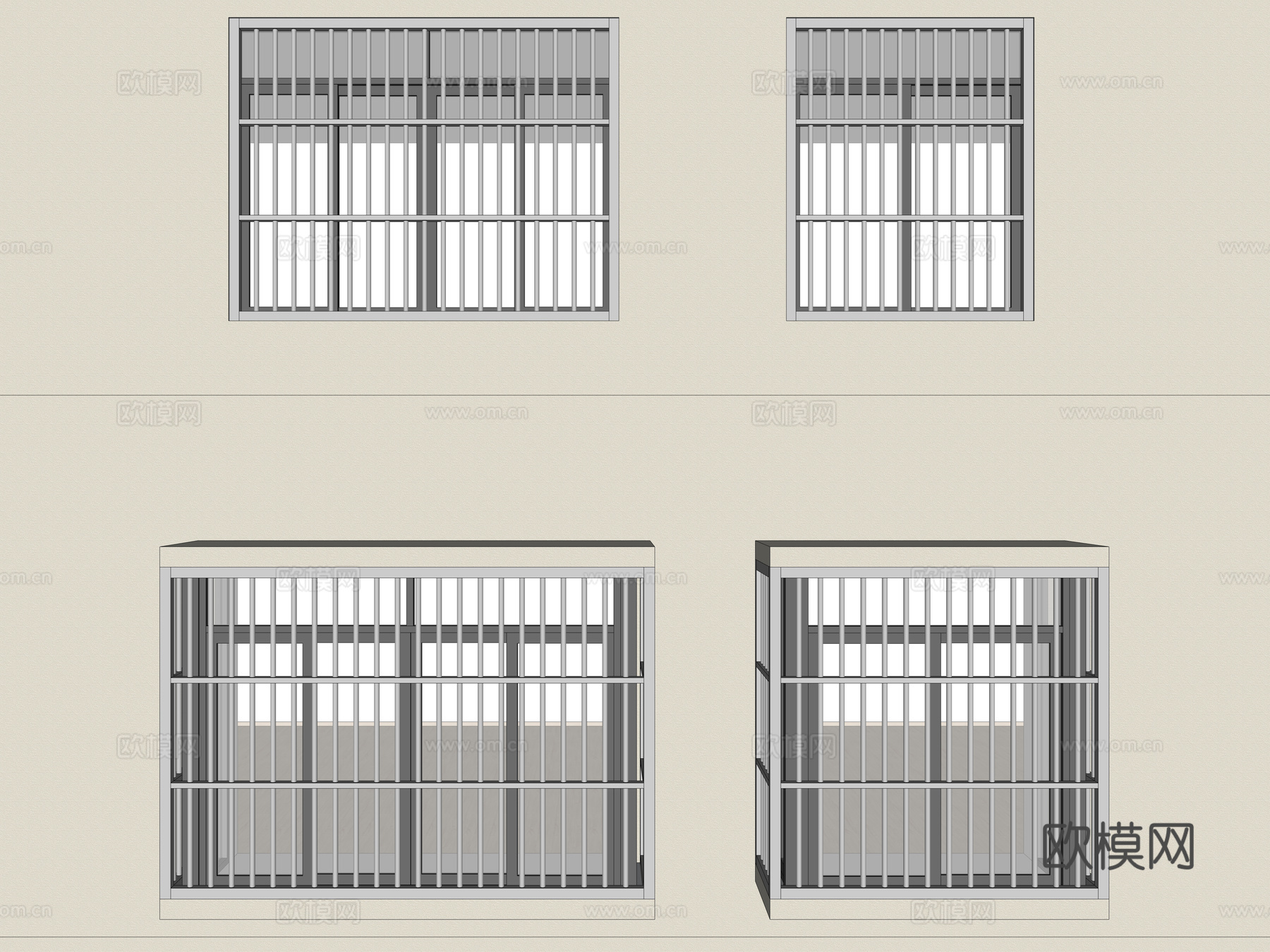现代家居阳台防盗窗 不锈钢防盗窗 防盗围栏 防护窗 防盗网su模型