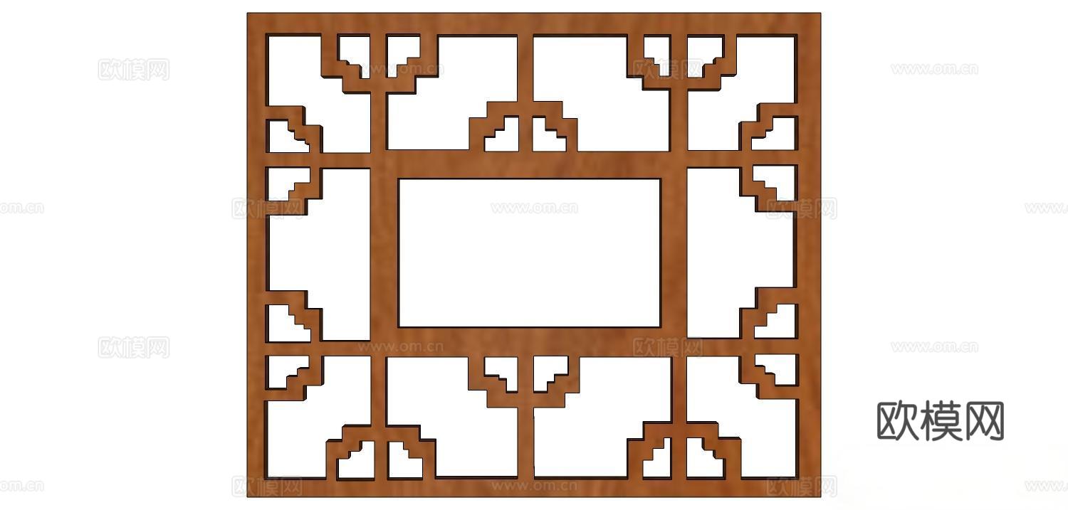 实木屏风 屏风 屏风隔断 隔断su模型
