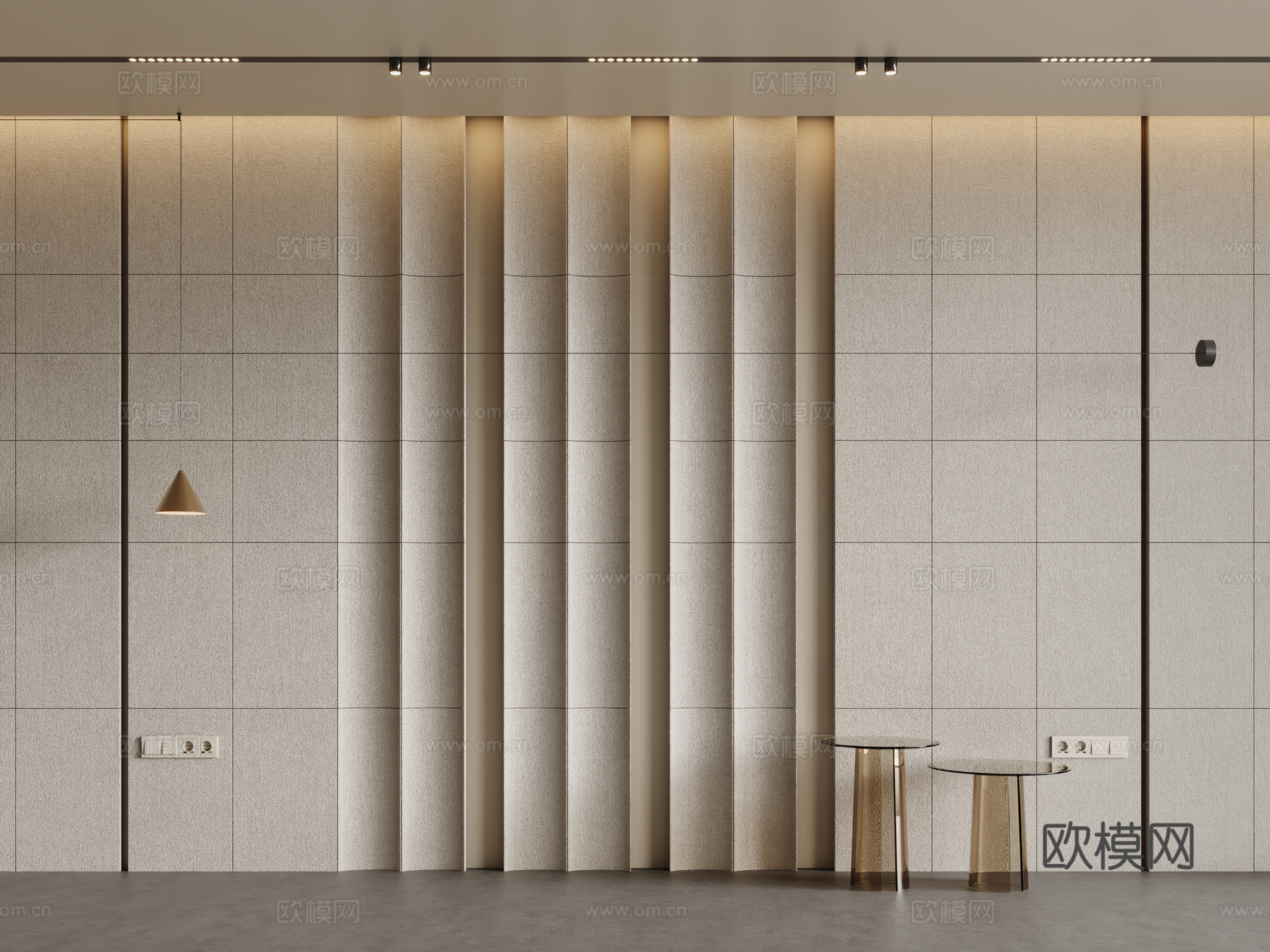 现代床头背景墙 卧室背景墙 护墙板su模型