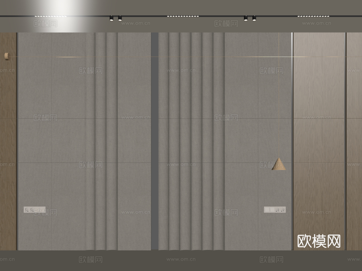 现代床头背景墙 卧室背景墙 护墙板su模型