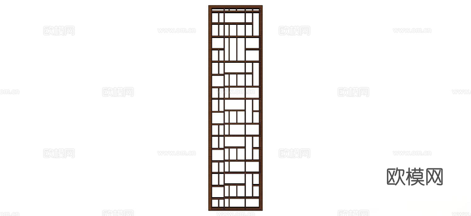 实木屏风 屏风 屛风隔断 隔断su模型