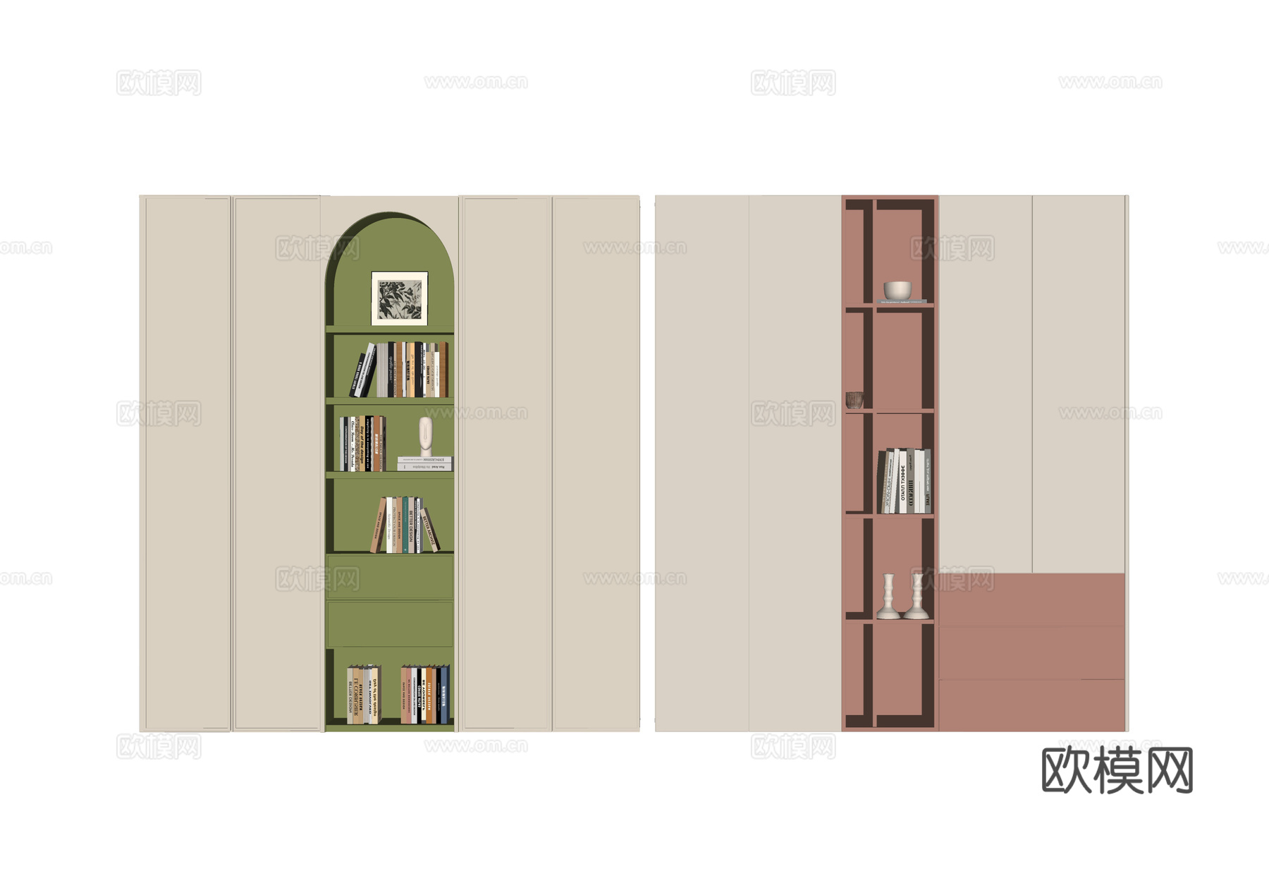 现代儿童衣柜 儿童书柜su模型