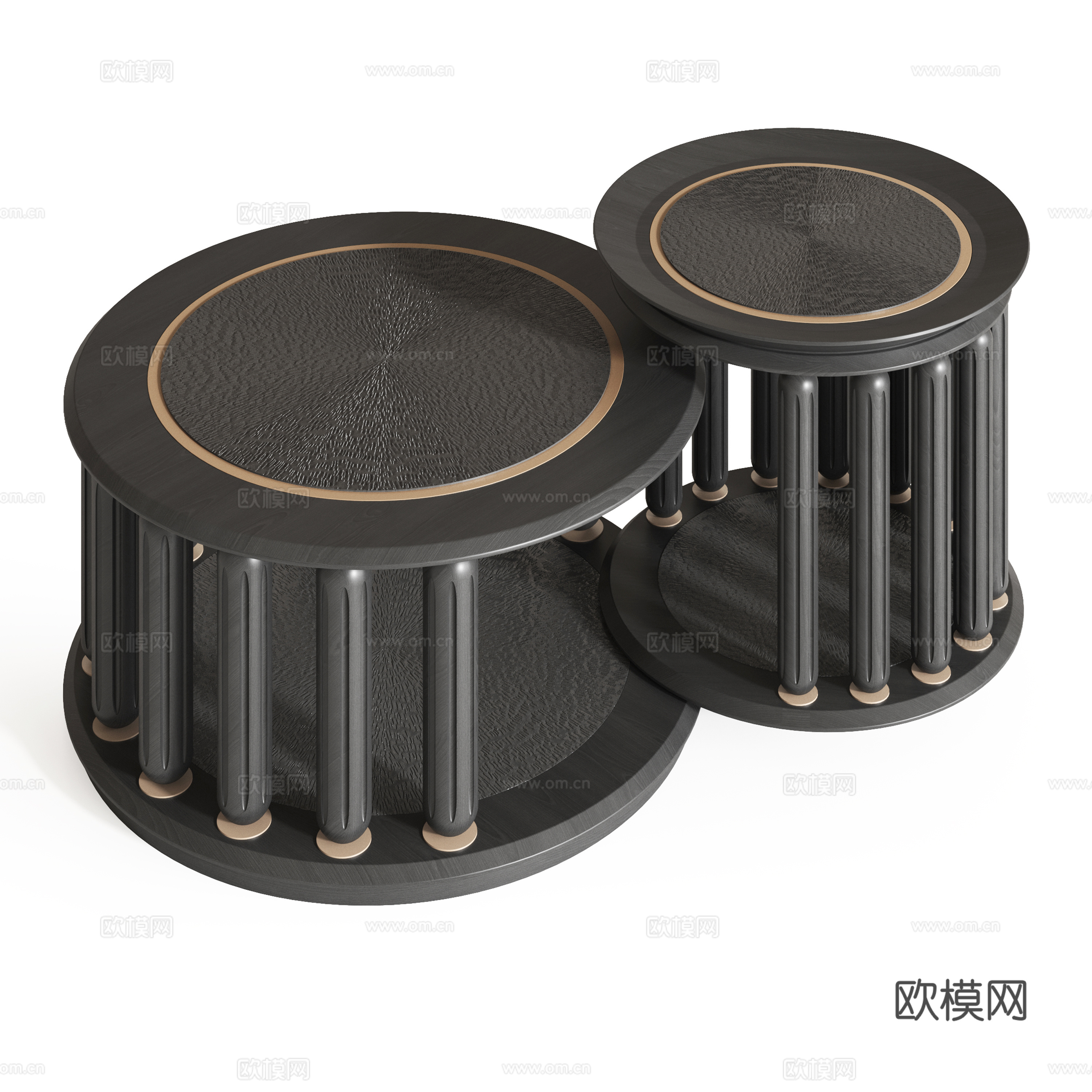 中古风子母茶几组合3d模型