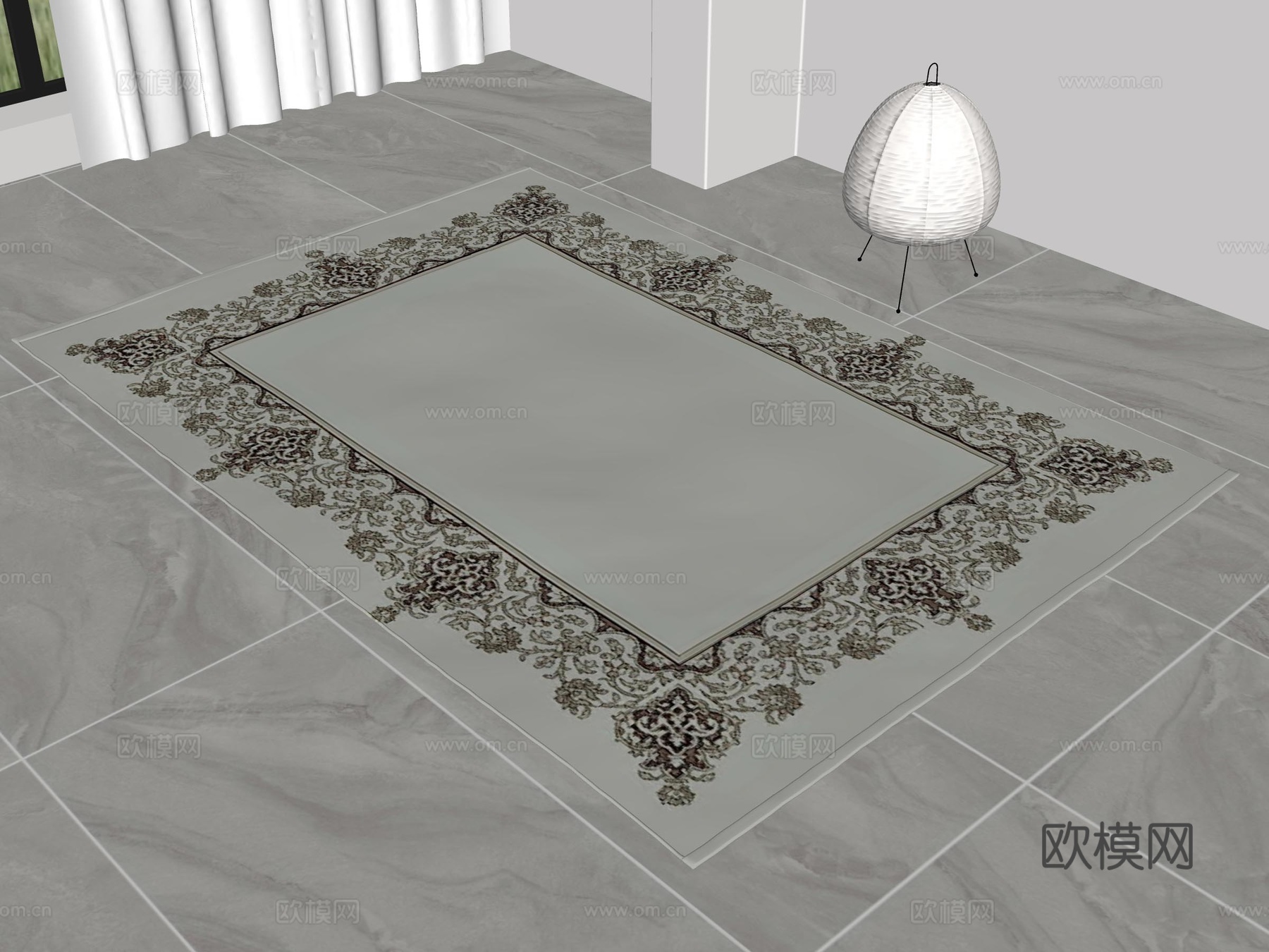 复古地毯 中古风地毯 法式地毯 欧式地毯 布艺地毯 客厅地毯su模型