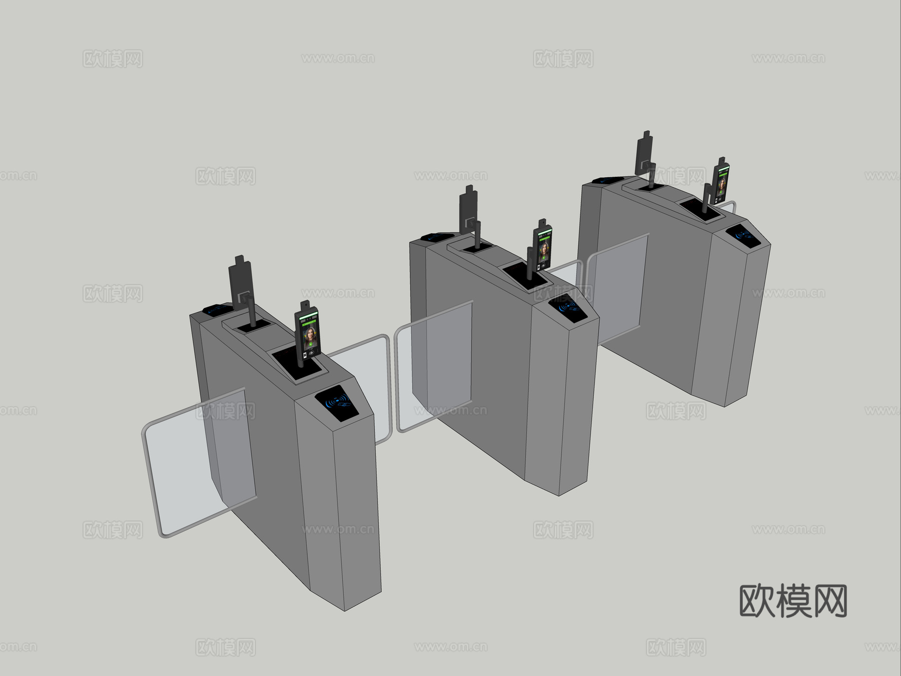 智能人脸识别闸机 门禁系统su模型