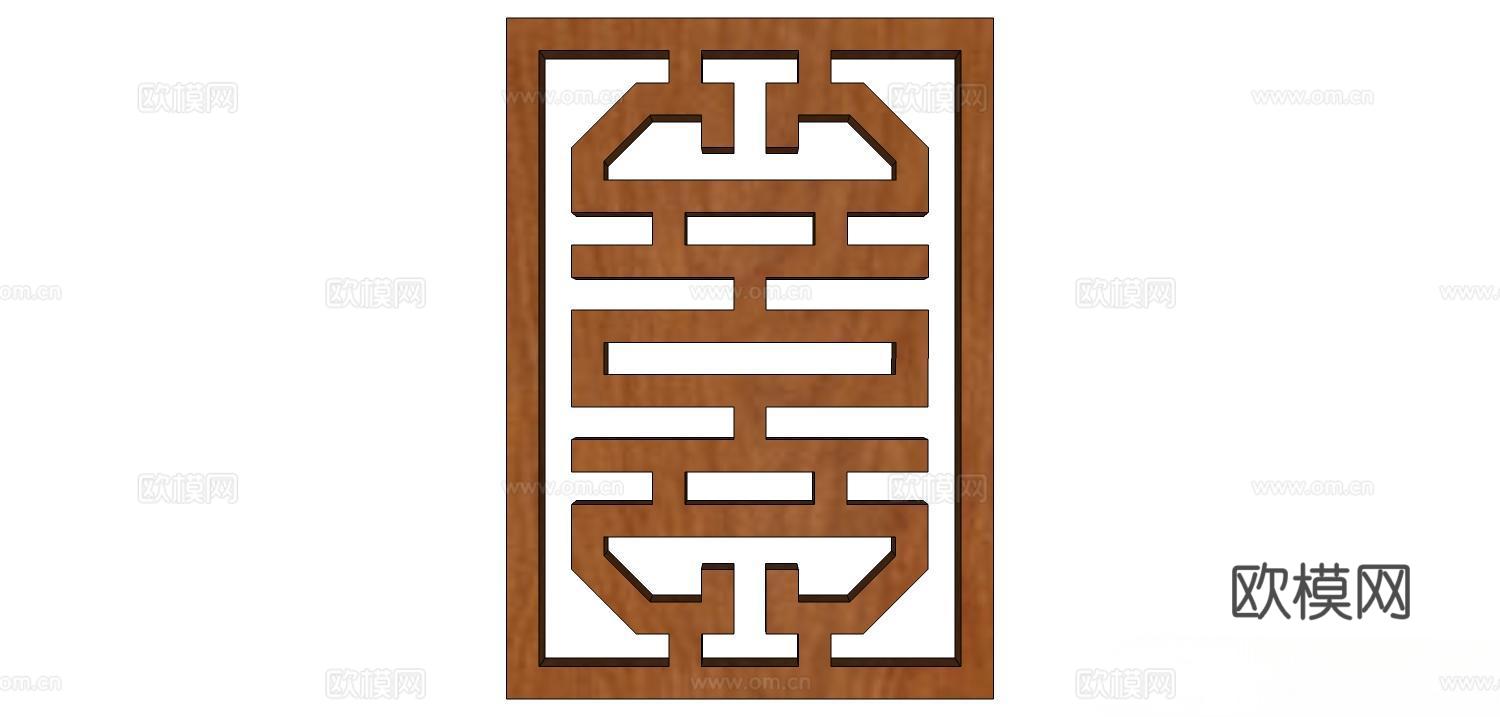 实木屏风 屏风 屏风隔断 隔断su模型