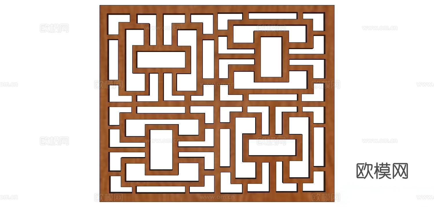 实木屏风 屏风 屏风隔断 隔断su模型