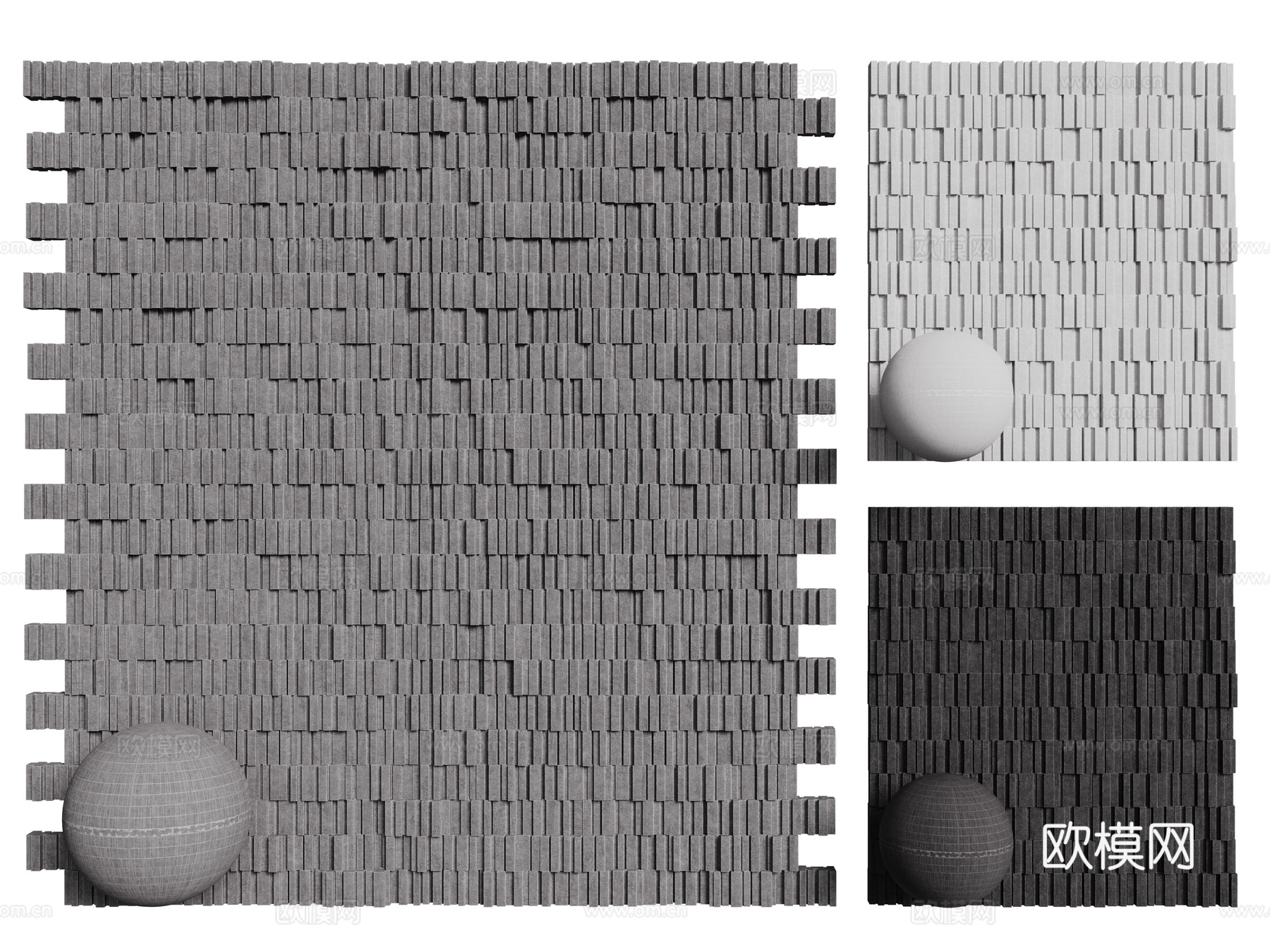 现代背景墙 水泥砖墙 隔断墙 装饰墙 立体墙su模型
