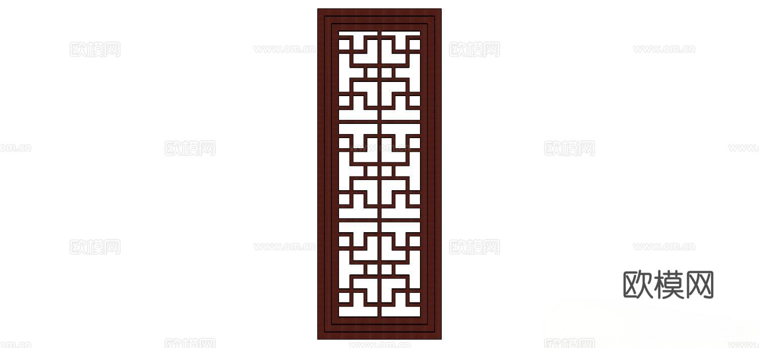 实木屏风 屏风 屛风隔断 隔断su模型