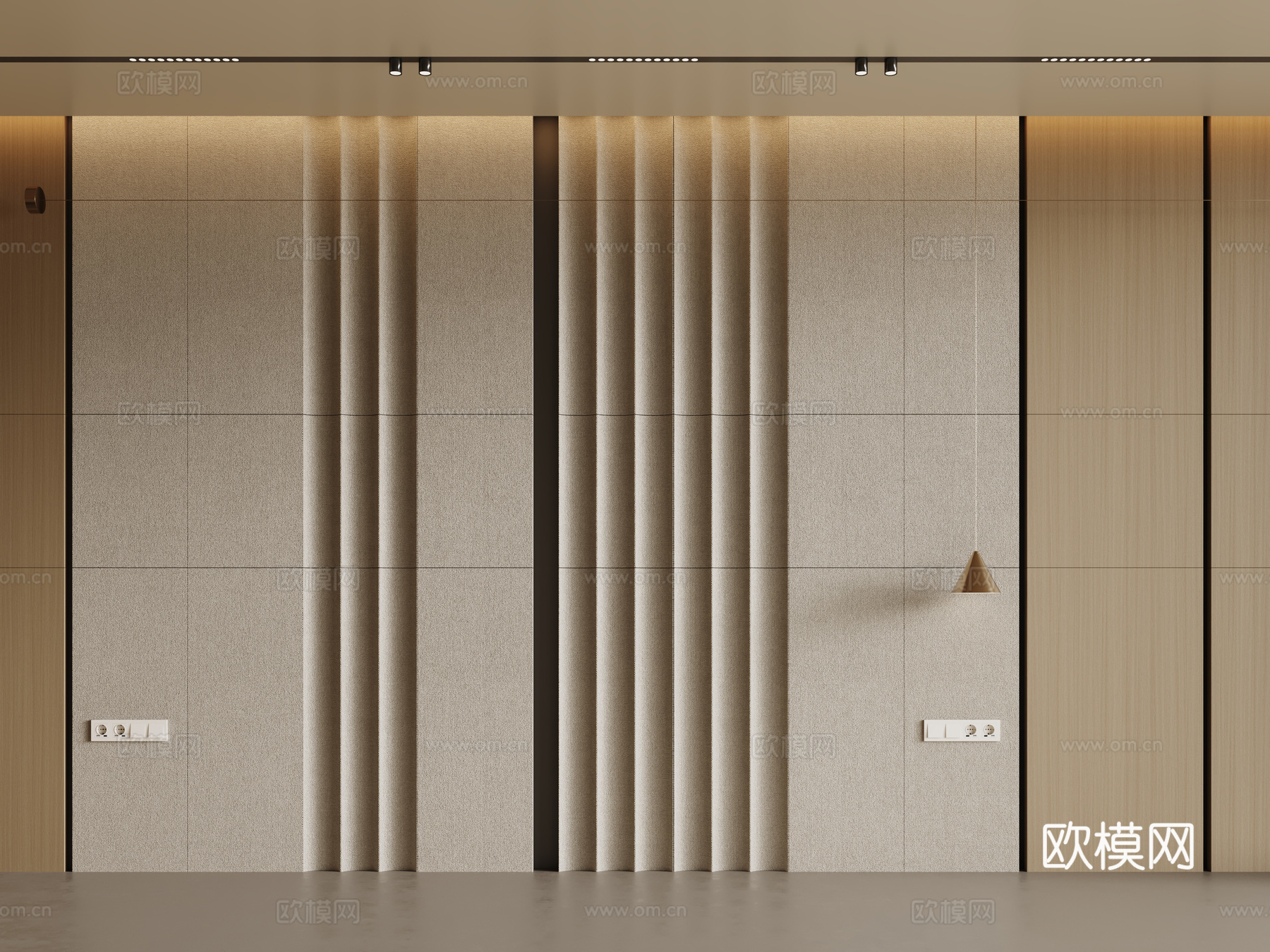 现代床头背景墙 卧室背景墙 护墙板su模型