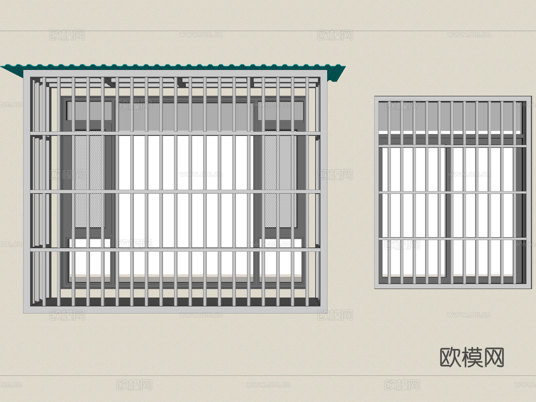 现代家居阳台防盗窗 不锈钢防盗窗 防盗围栏 防护窗 防盗网su模型