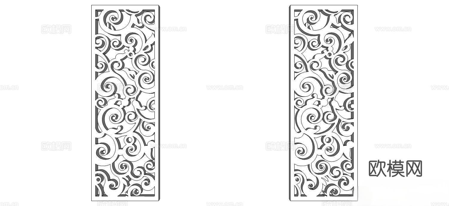 实木屏风 屏风 屛风隔断 隔断 雕花屏风su模型