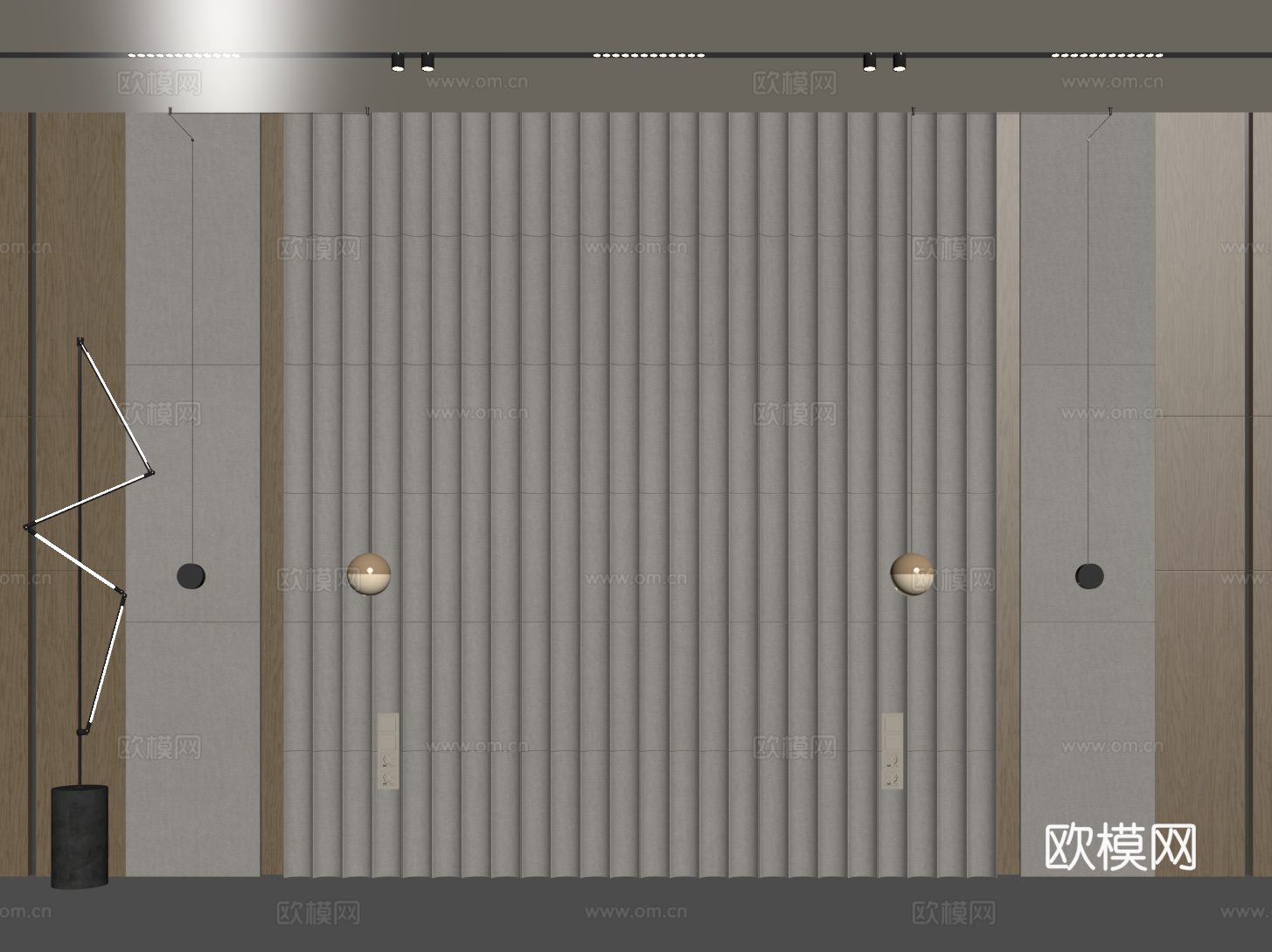 现代床头背景墙 卧室背景墙 护墙板su模型