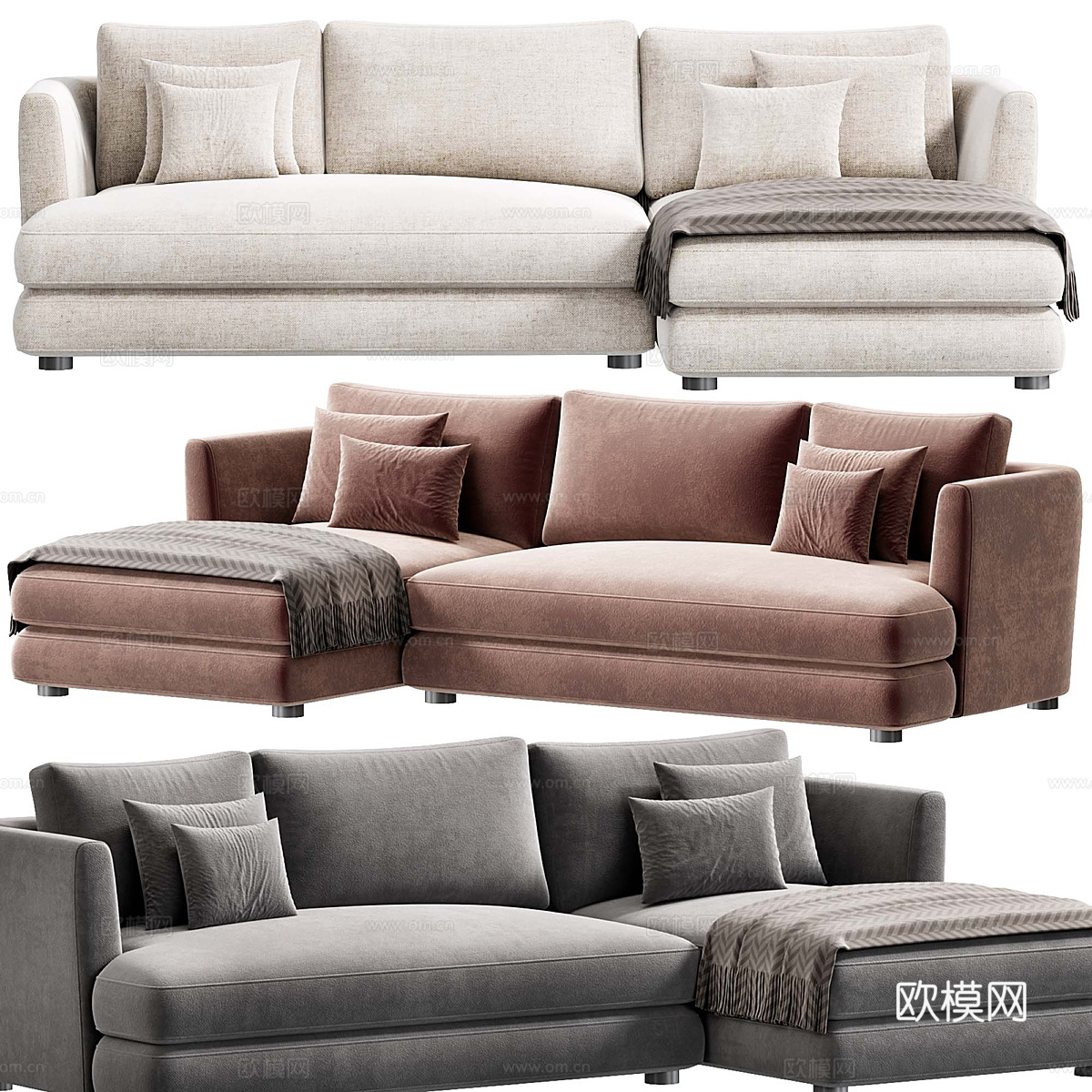 现代 Morty 布艺组合转角沙发3d模型下载（渲染图4）