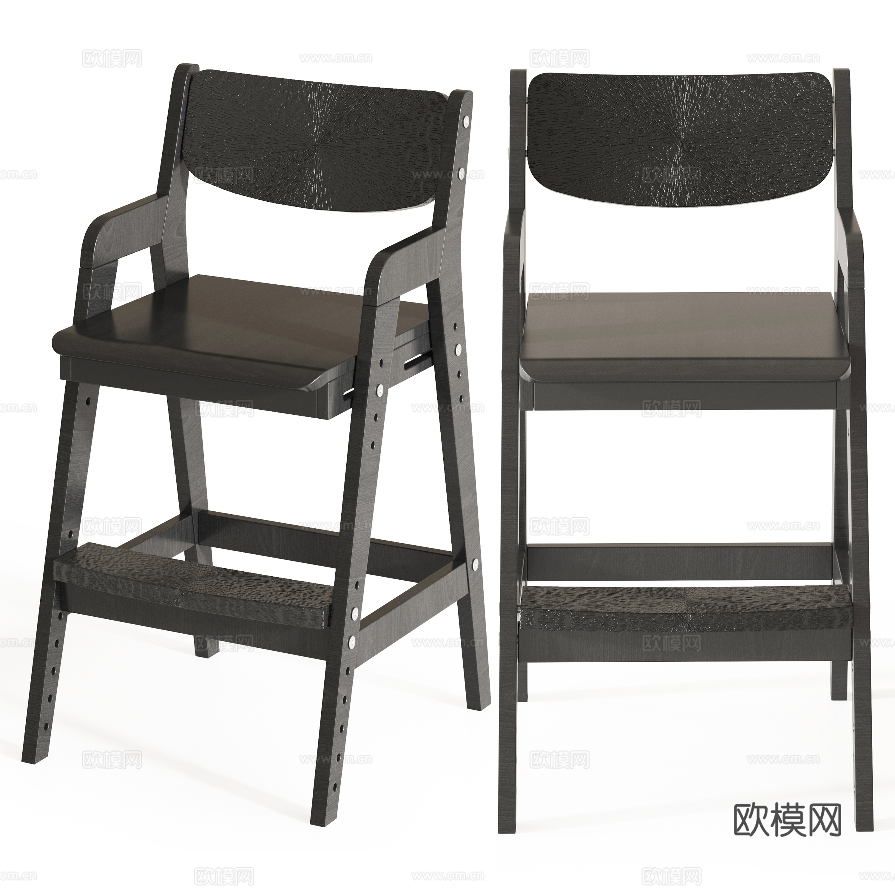 木质吧台椅su模型